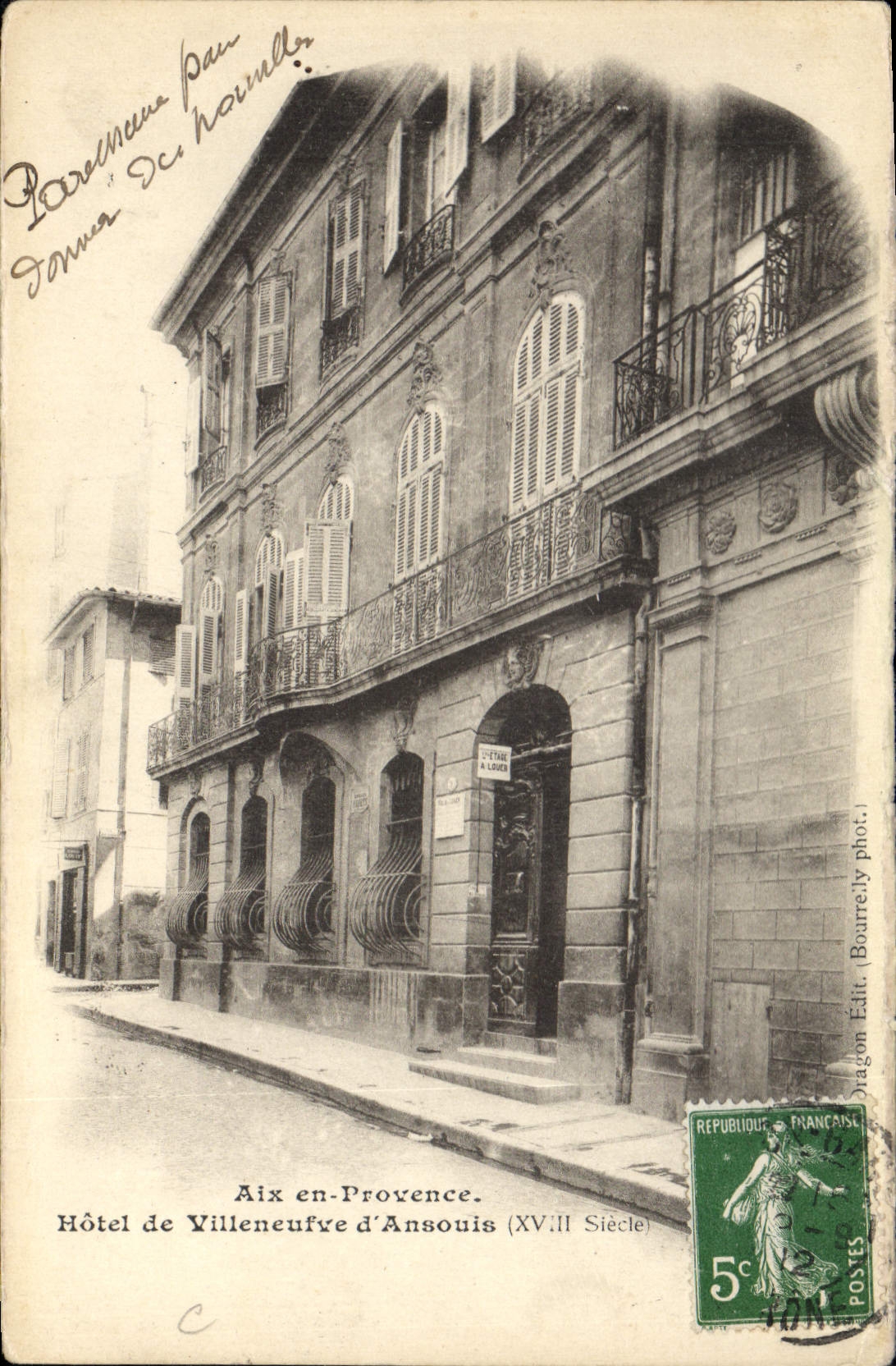 CPA Aix en Provence hotel de Villeneufve d'Ansouis XVIII siecle 
