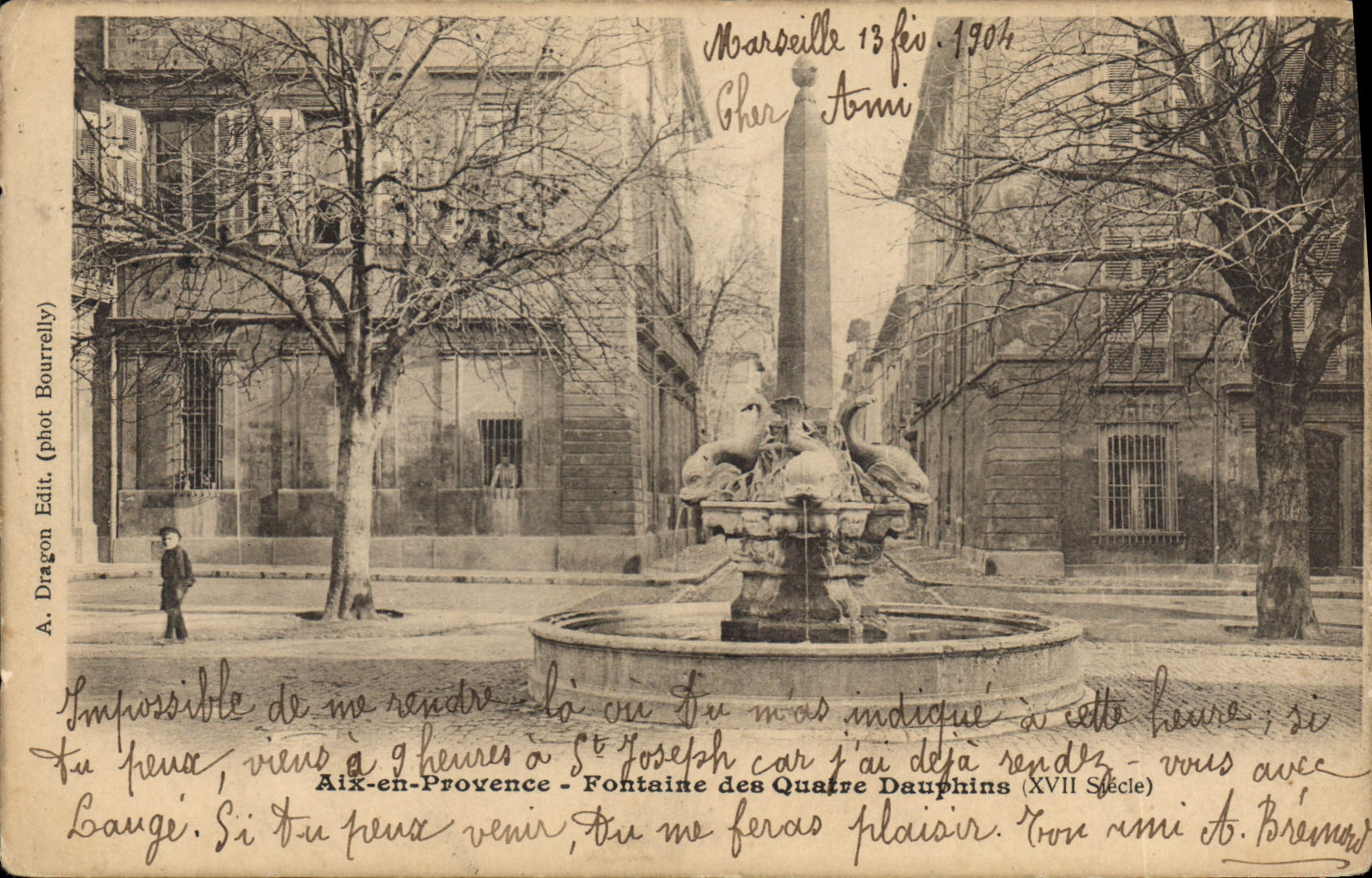 CPA Aix en Provence Fontaine des Quatre Dauphins XVII siecle 