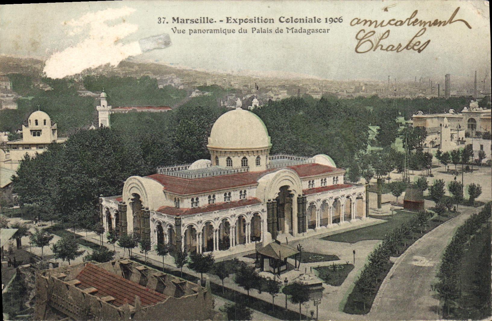 CPA Marseille Exposition Coloniale 1906 vue panoramique du palais de Madagascar