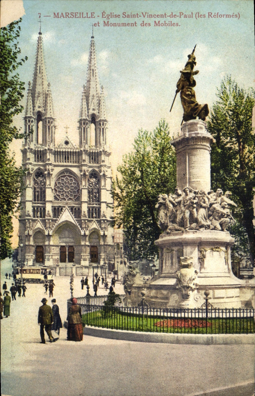 CPA Marseille Eglise Saint Vincent de Paul les Reformes et Monument des Mobile 