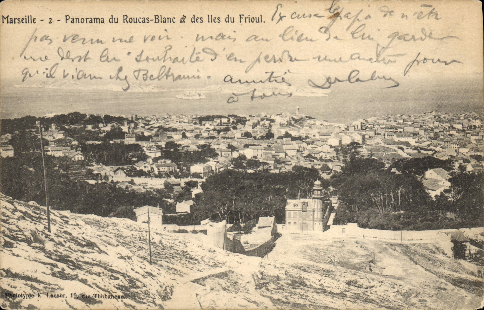 CPA Marseille panorama du Roucas Blanc et des Iles du Frioul 