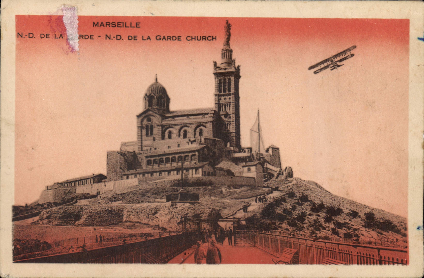 CPA Marseille N D de la Garde church Avion Aviation