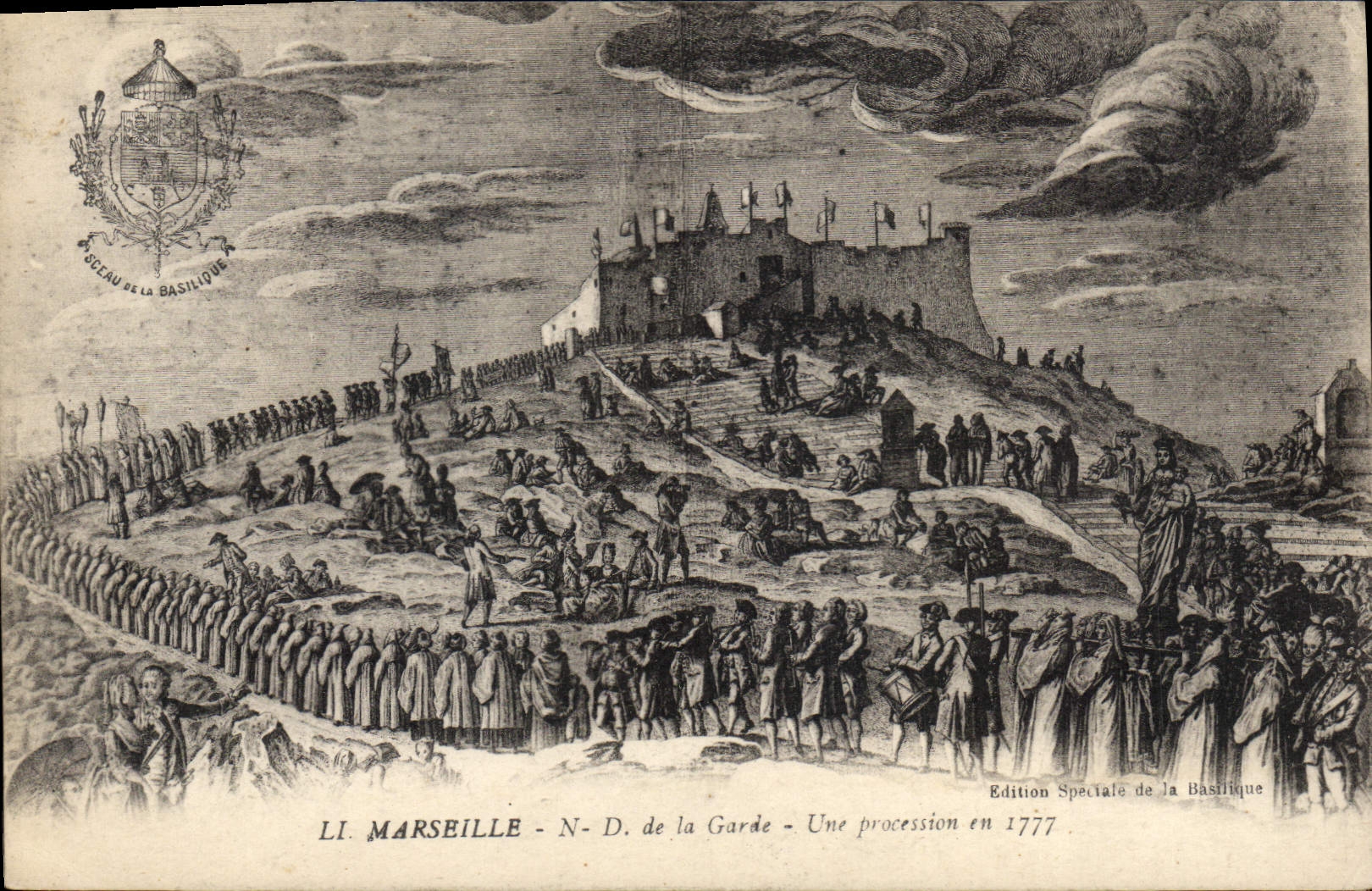 CPA Marseille N D de la Garde une Procession en 1777 