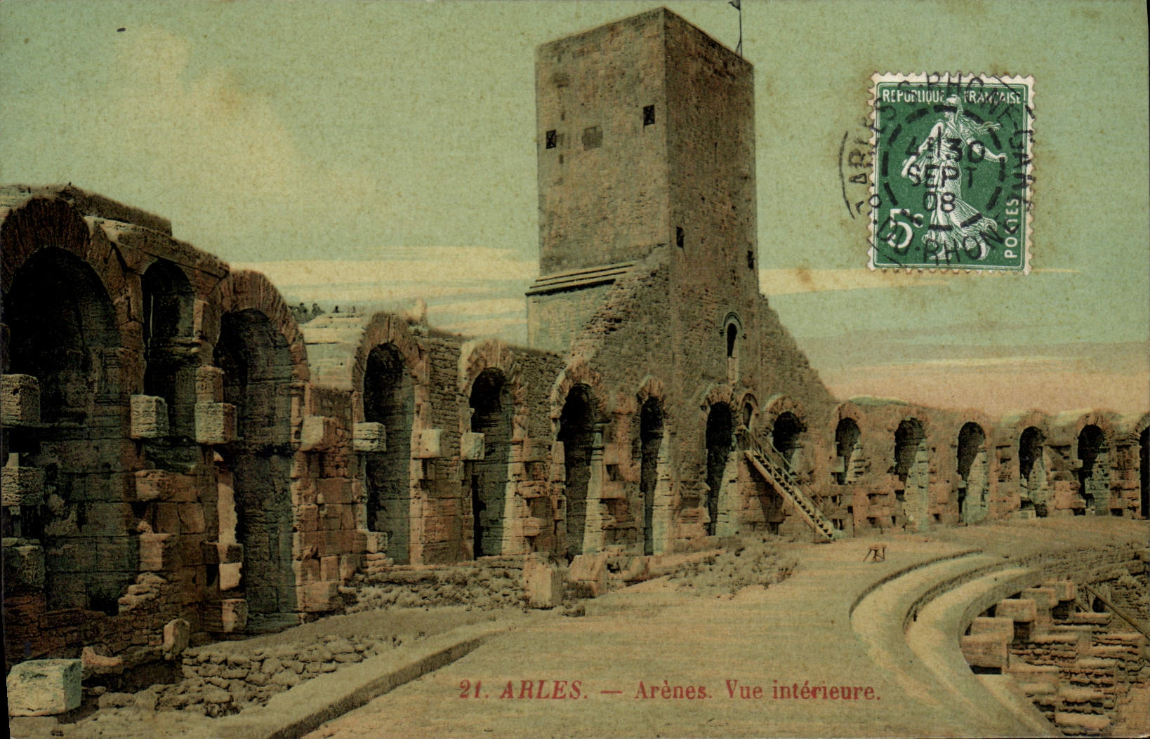 CPA Arles Arenes vue interieure 