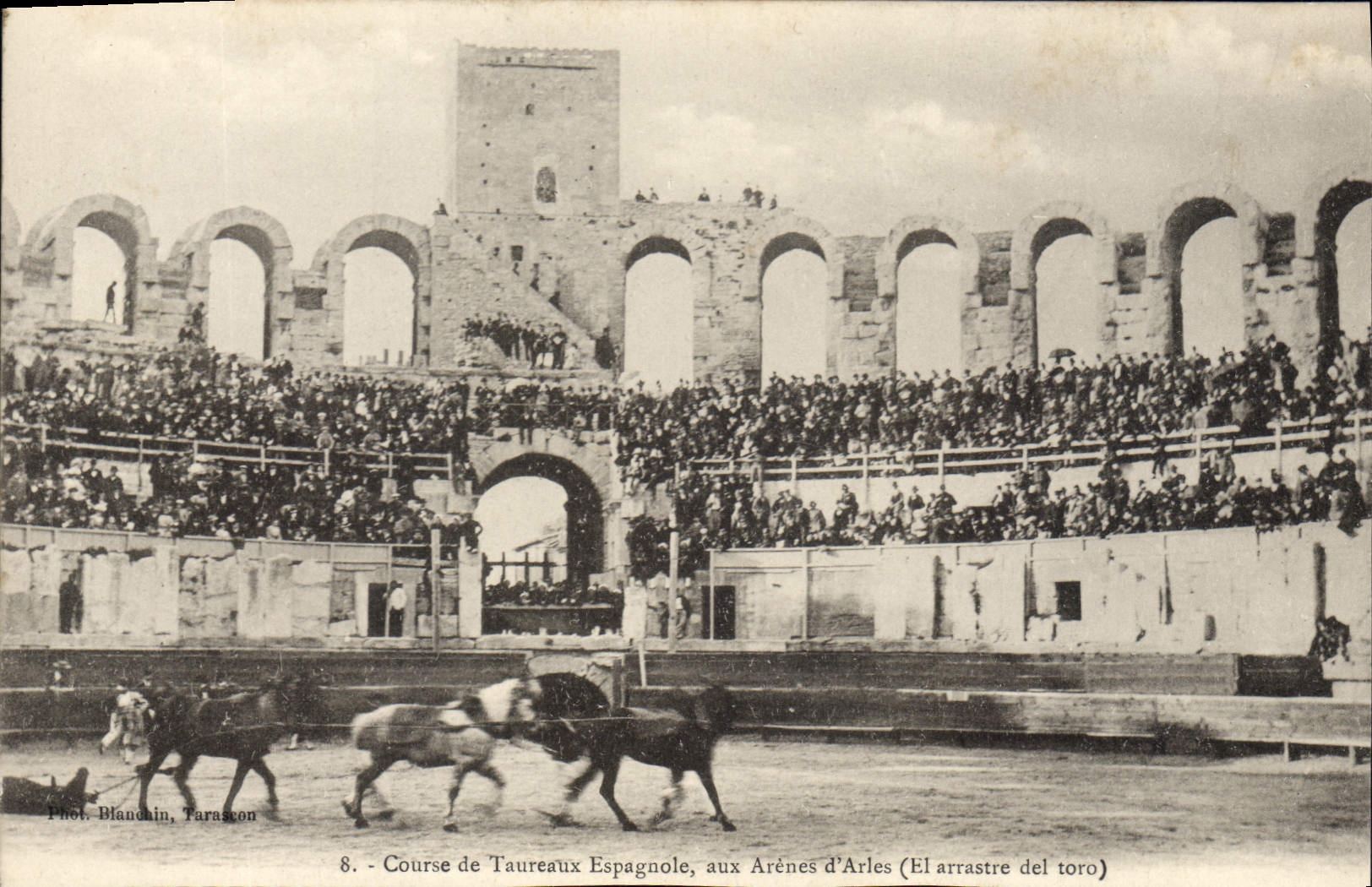 CPA Course de Taureaux espagnole aux arenes d'Arles