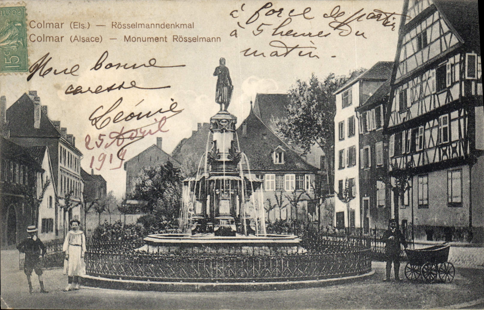 CPA Colmar Rosselmanndenkma Colmar Monument Rosselmann