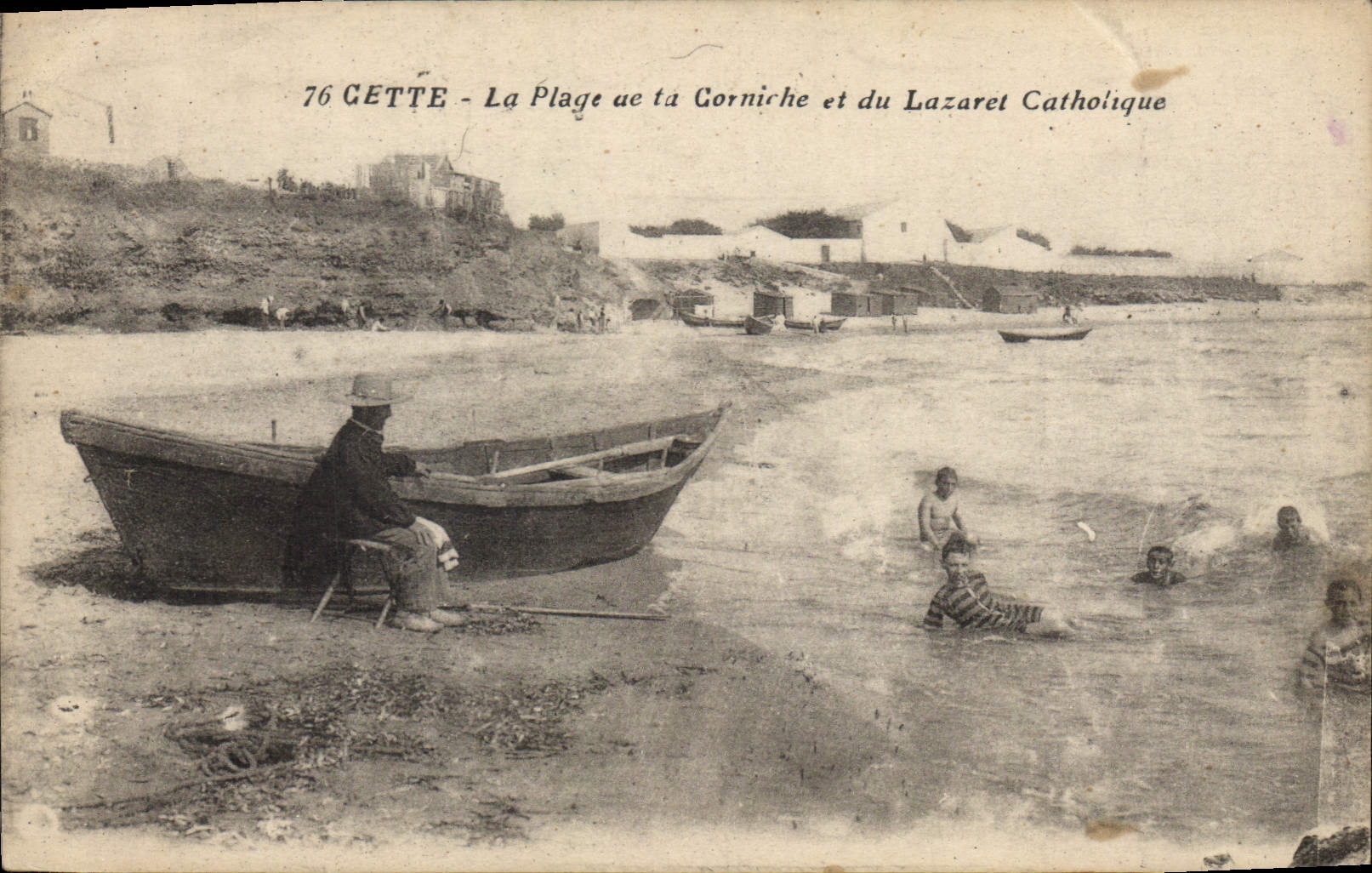 CPA CETTE La plage ae ta Corniche et du Lazaret Catholique