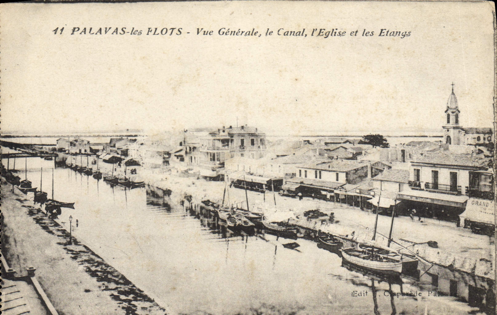 CPA PALAVAS les FLOTS Vue Generale le Canal I'Eglise et les Etangs