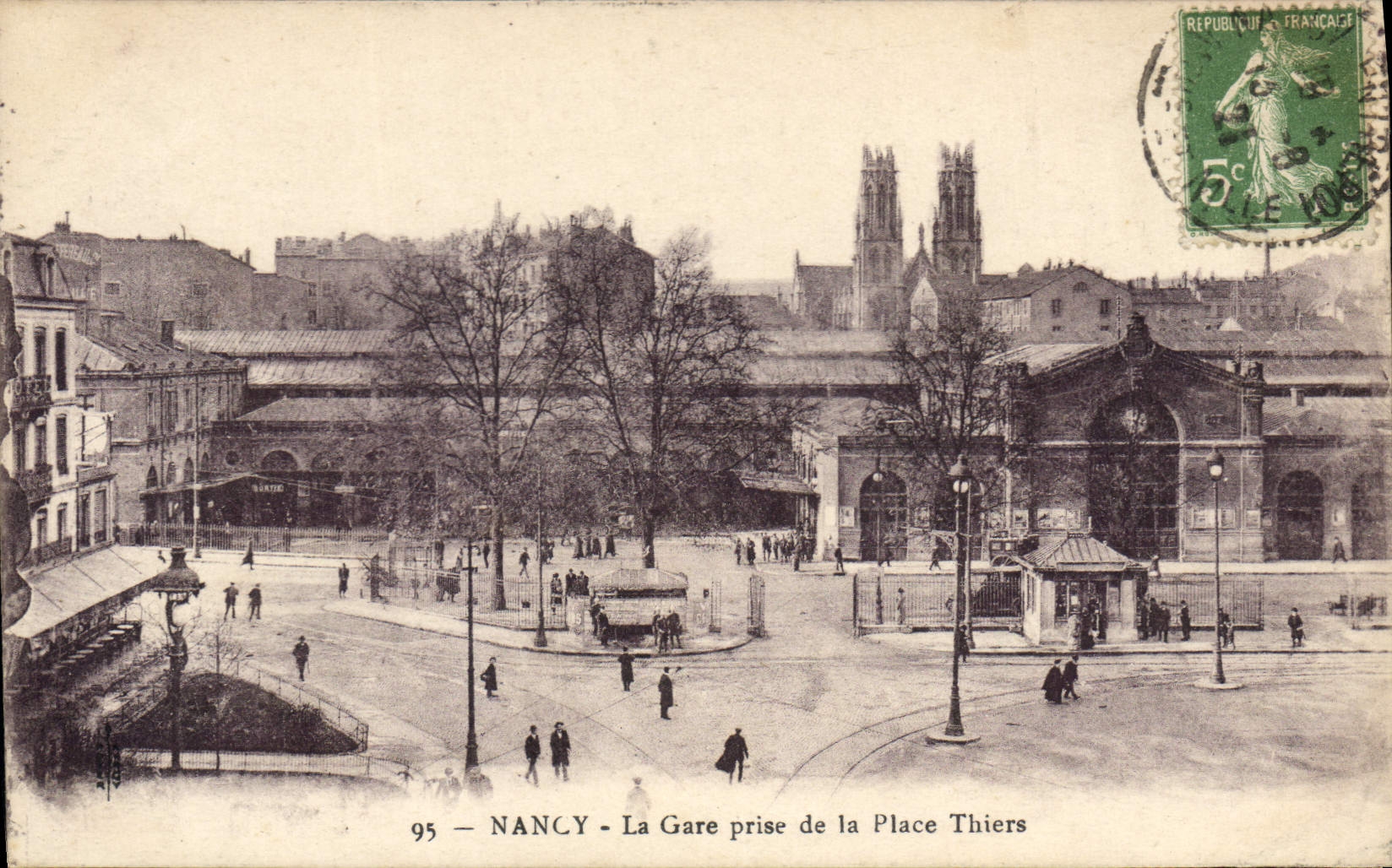 CPA NANCY La Gare prise de la Place Thiers