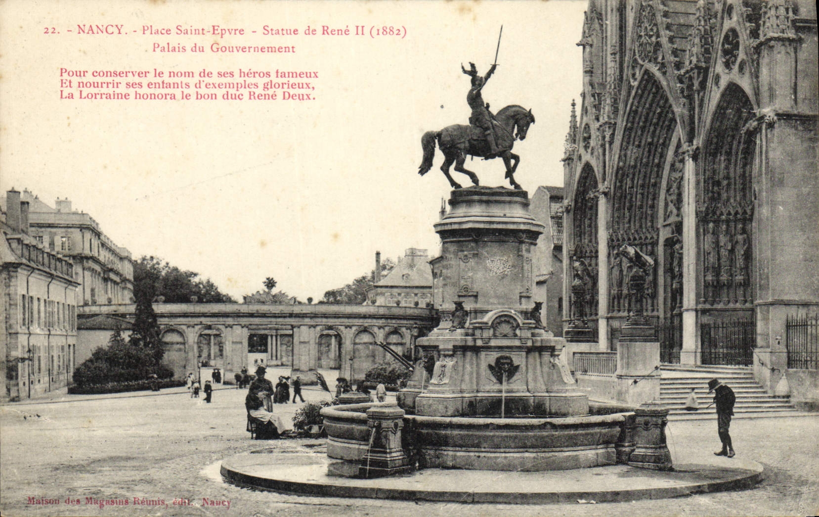CPA Nancy Place statue de Rene II Palais de Gouvernement 