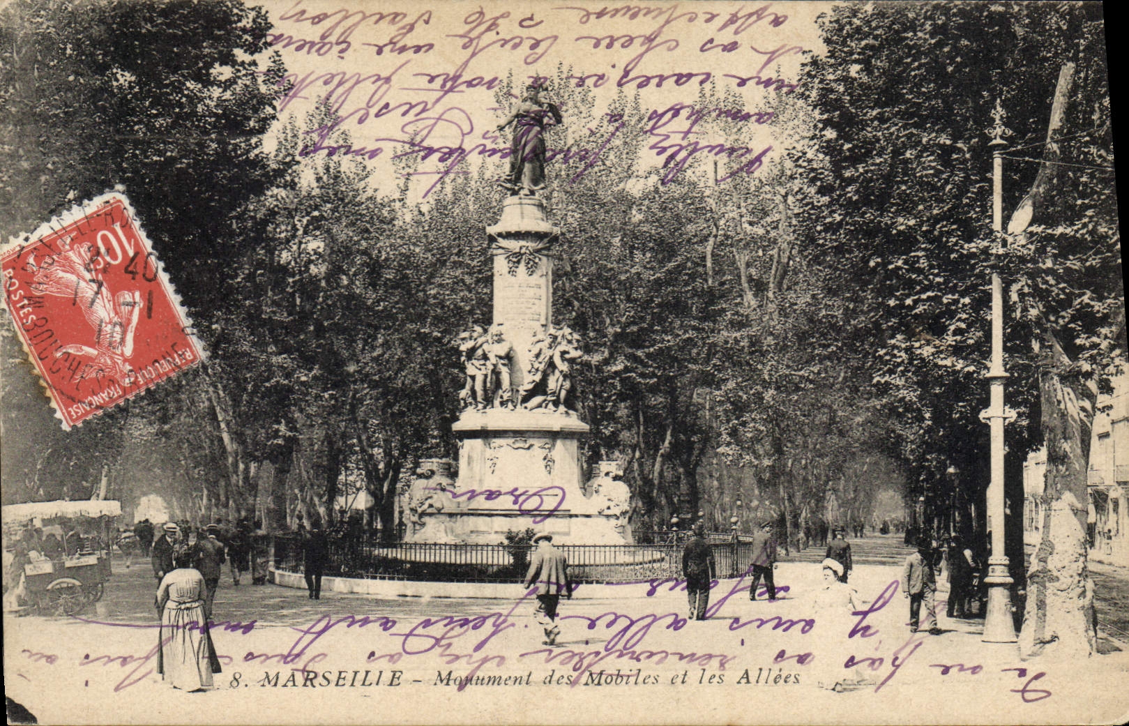 CPA Marseille Monument des Mobiles et les Allees 