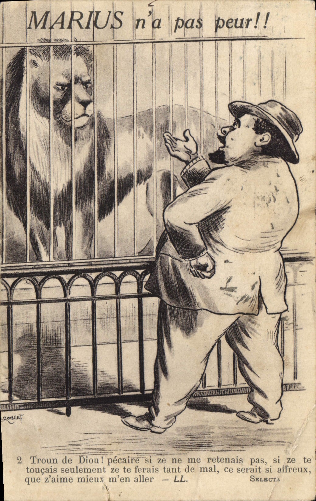 CPA Marius n'a pas peur Lion