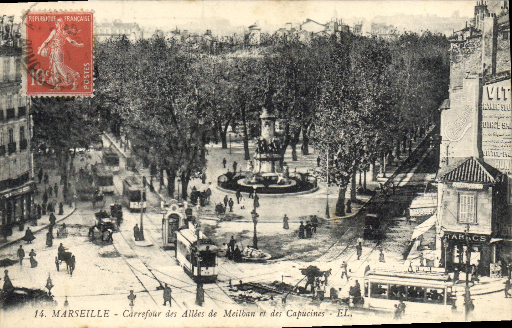 CPA Marseille - Carrefour des Allees de Meilhan et des Capucines Tramwau