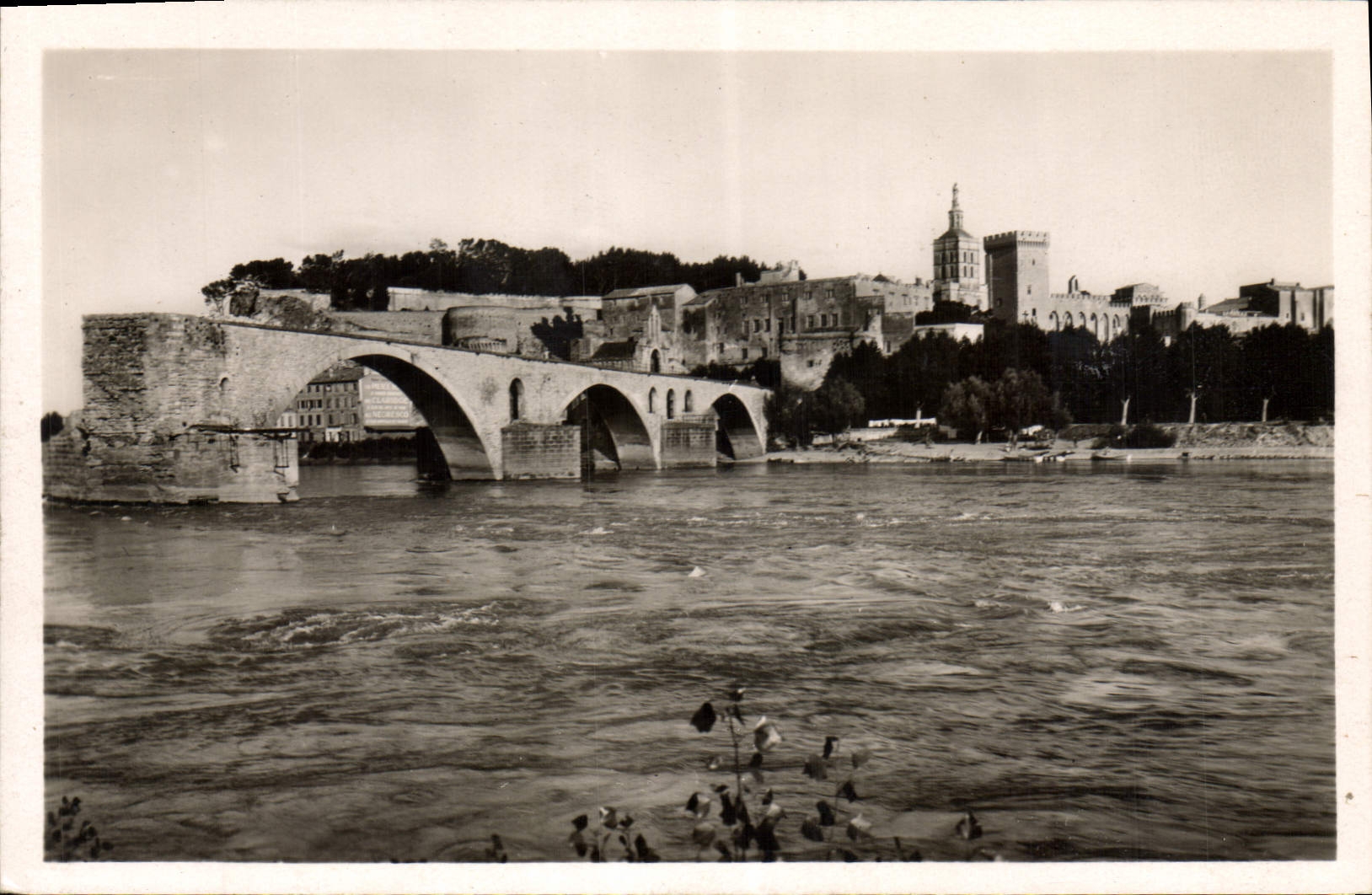 CPA Avignon Vue generale sur le Palais des Papes et le Pont St Benezet (XII siecle)