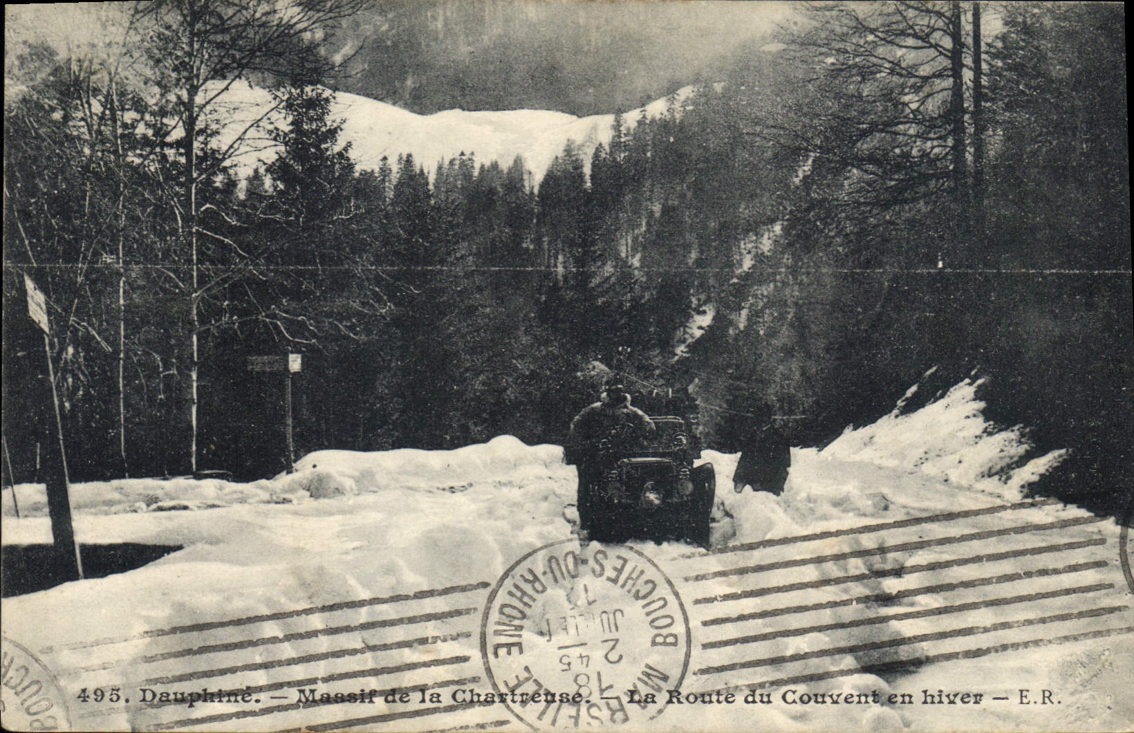 CPA Massif de la Chartreuse La Route du Couvent en hiver Automobile