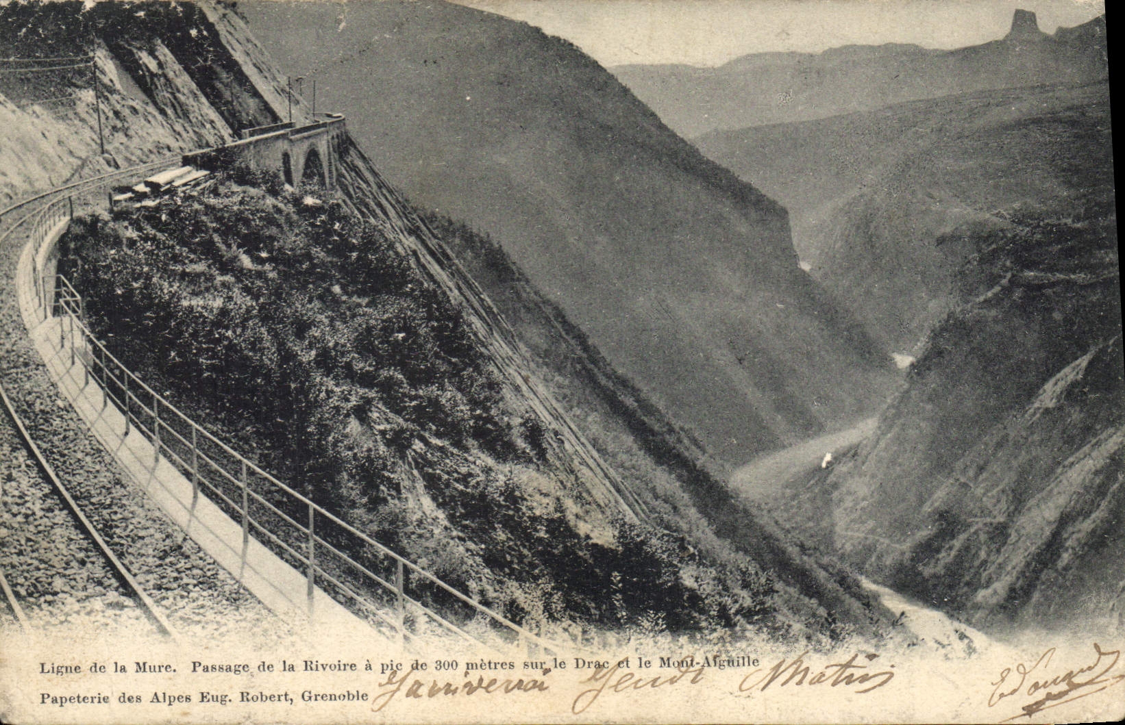 CPA Ligne de la Mure Passage de la Rivoire sur le Drac et le Mont Alguille