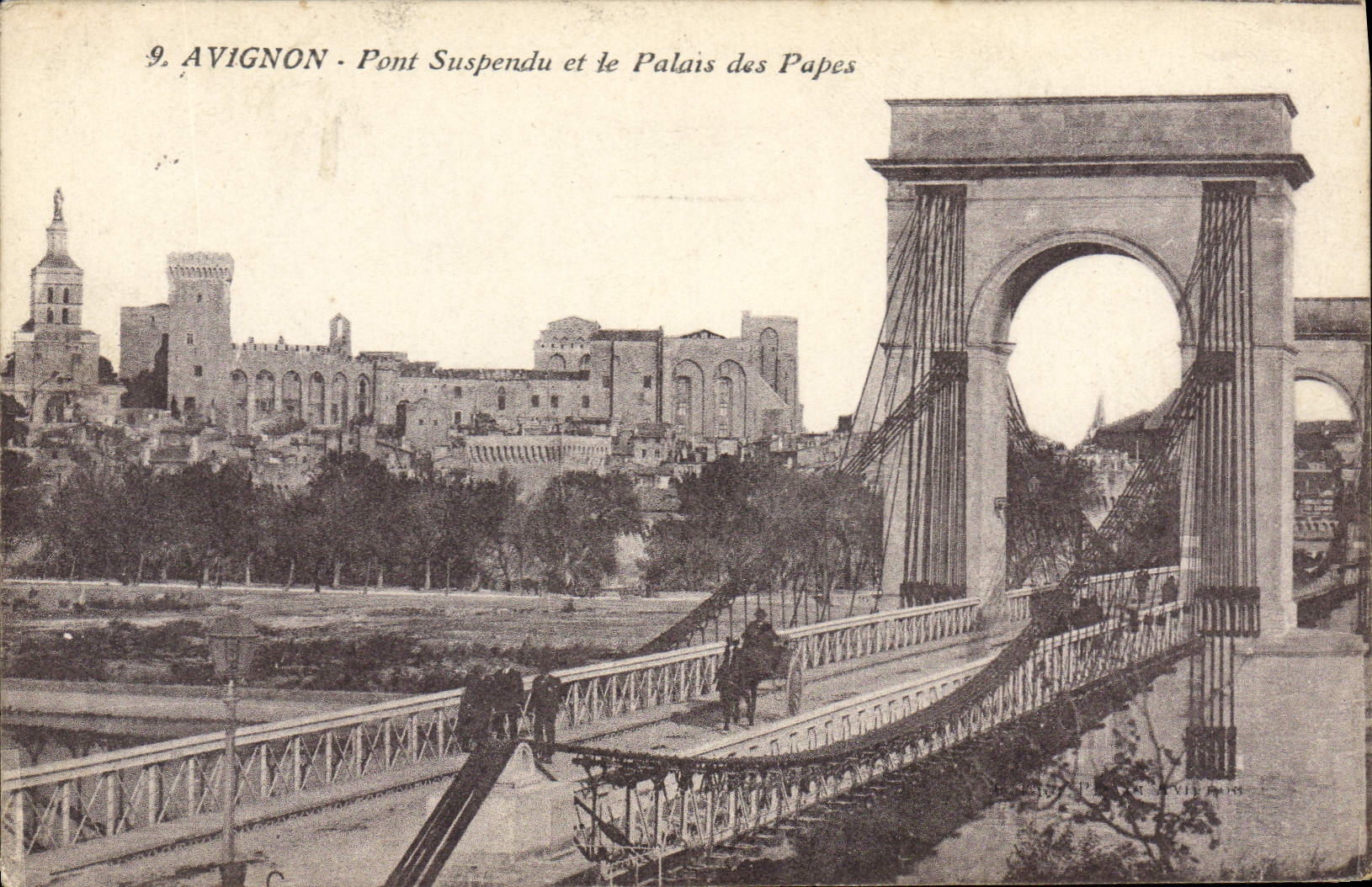 CPA Avignon Pont suspendu et le Palais des Papes