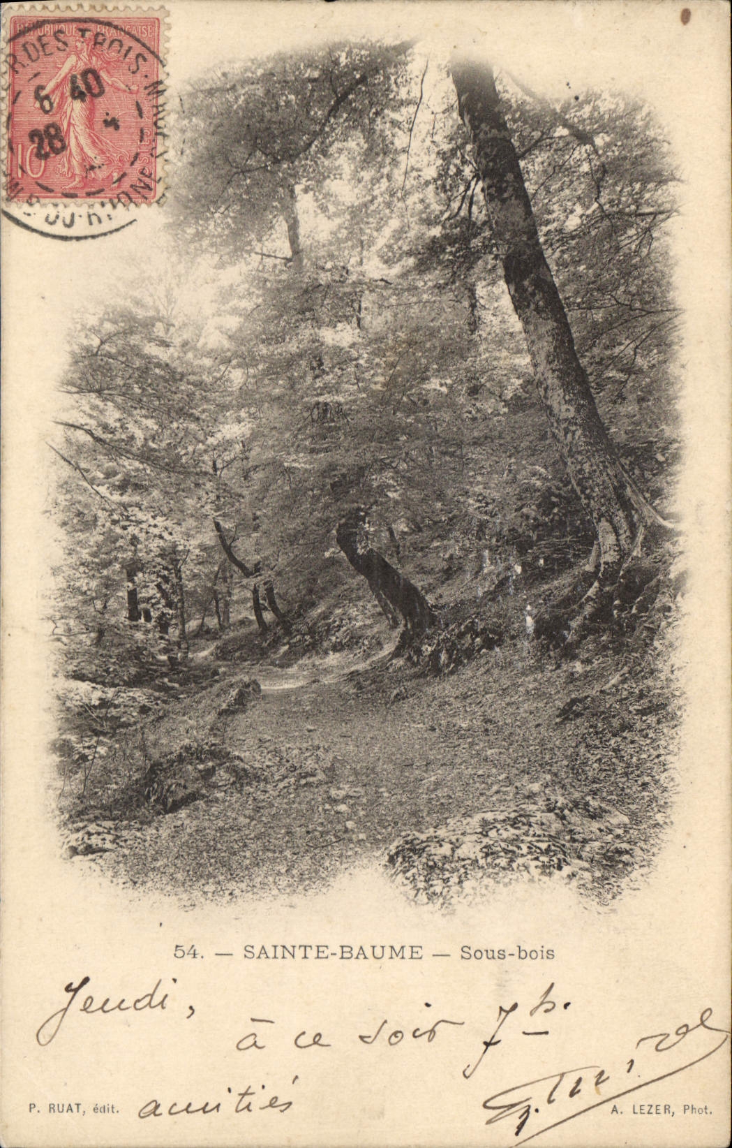 CPA La Sainte Baume Sous bois Cachet Marseille R des Trois Mages