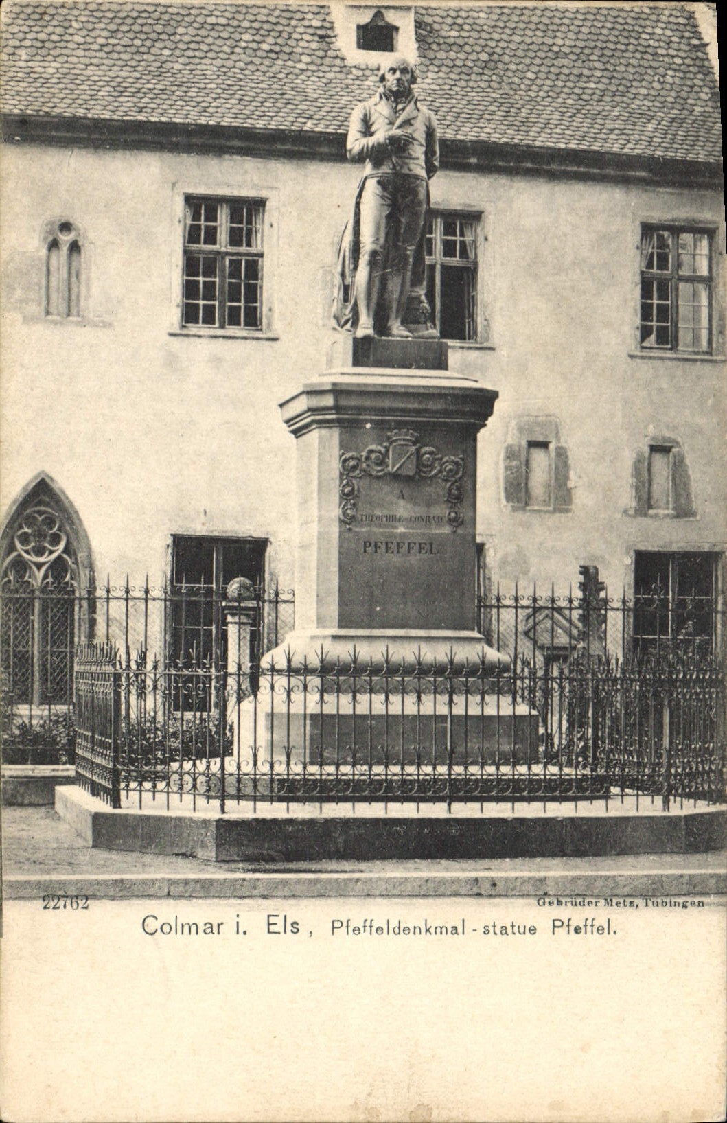 CPA Colmar Statue Pfeffel