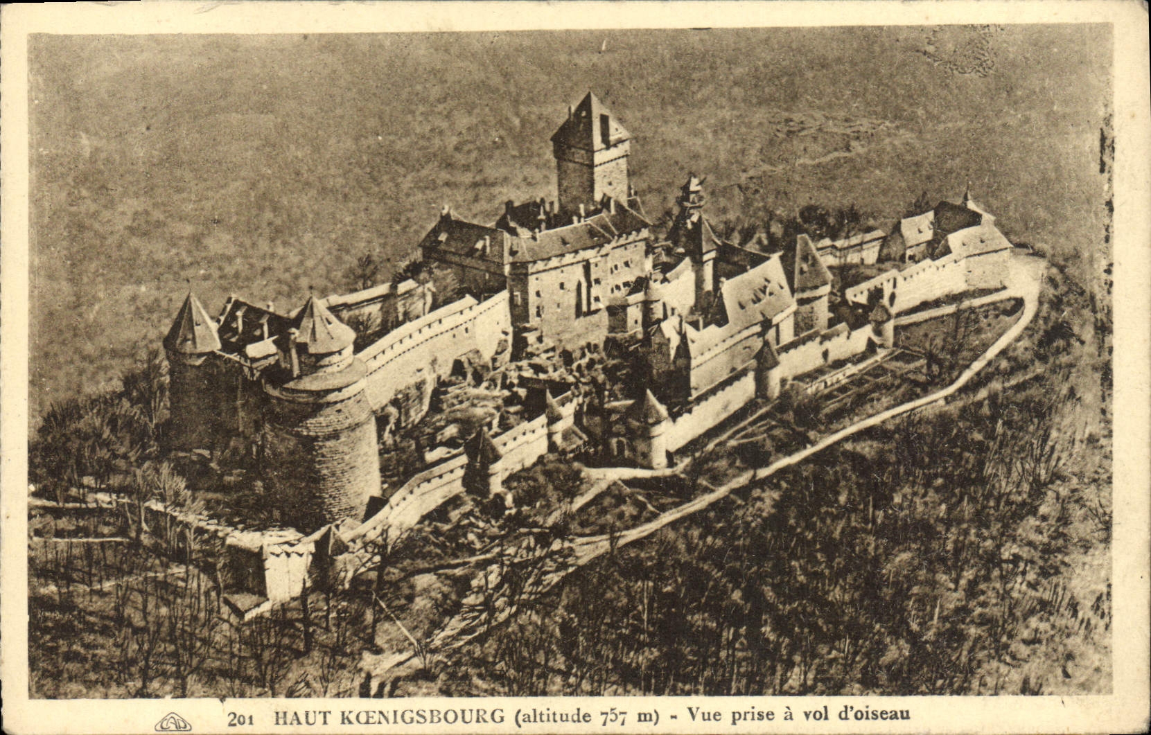 CPA Haut Koenigsbourg Vue prise a vold d'oiseau