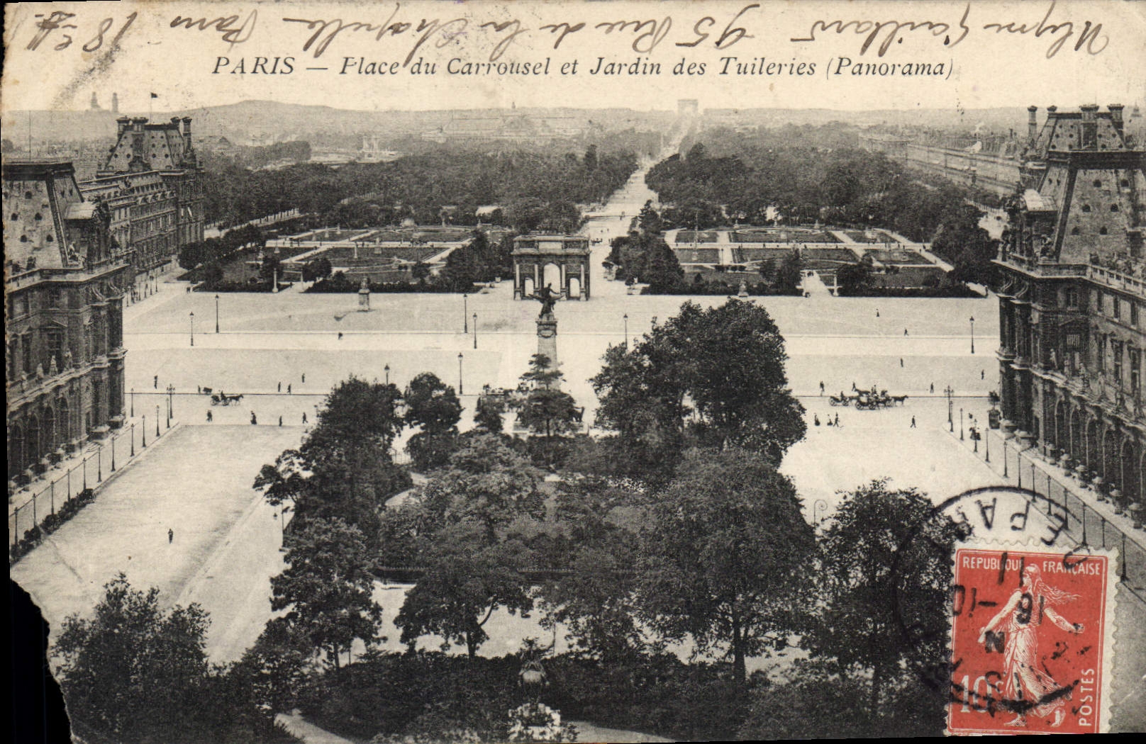 CPA Paris Place du Carrousel et Jardin des Tuileries Panorama 