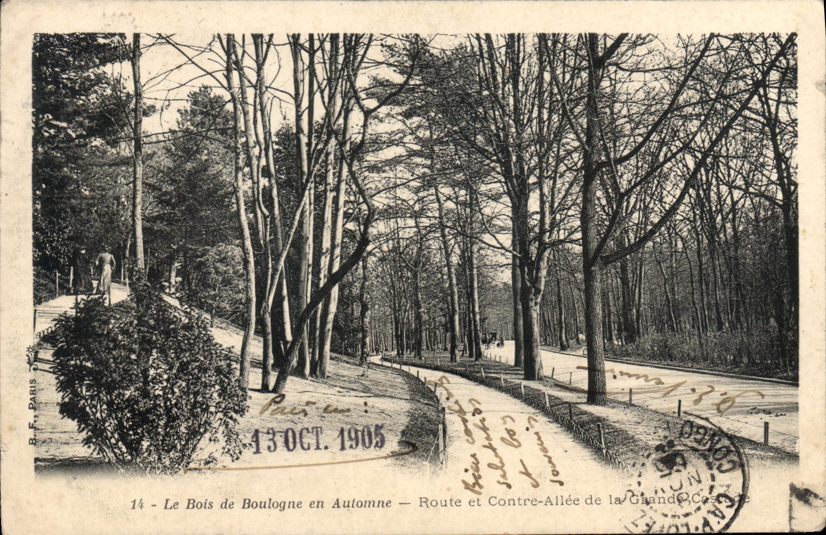 CPA Le Bois de Boulogne en Automne Route et Contre Allee de la Grand 