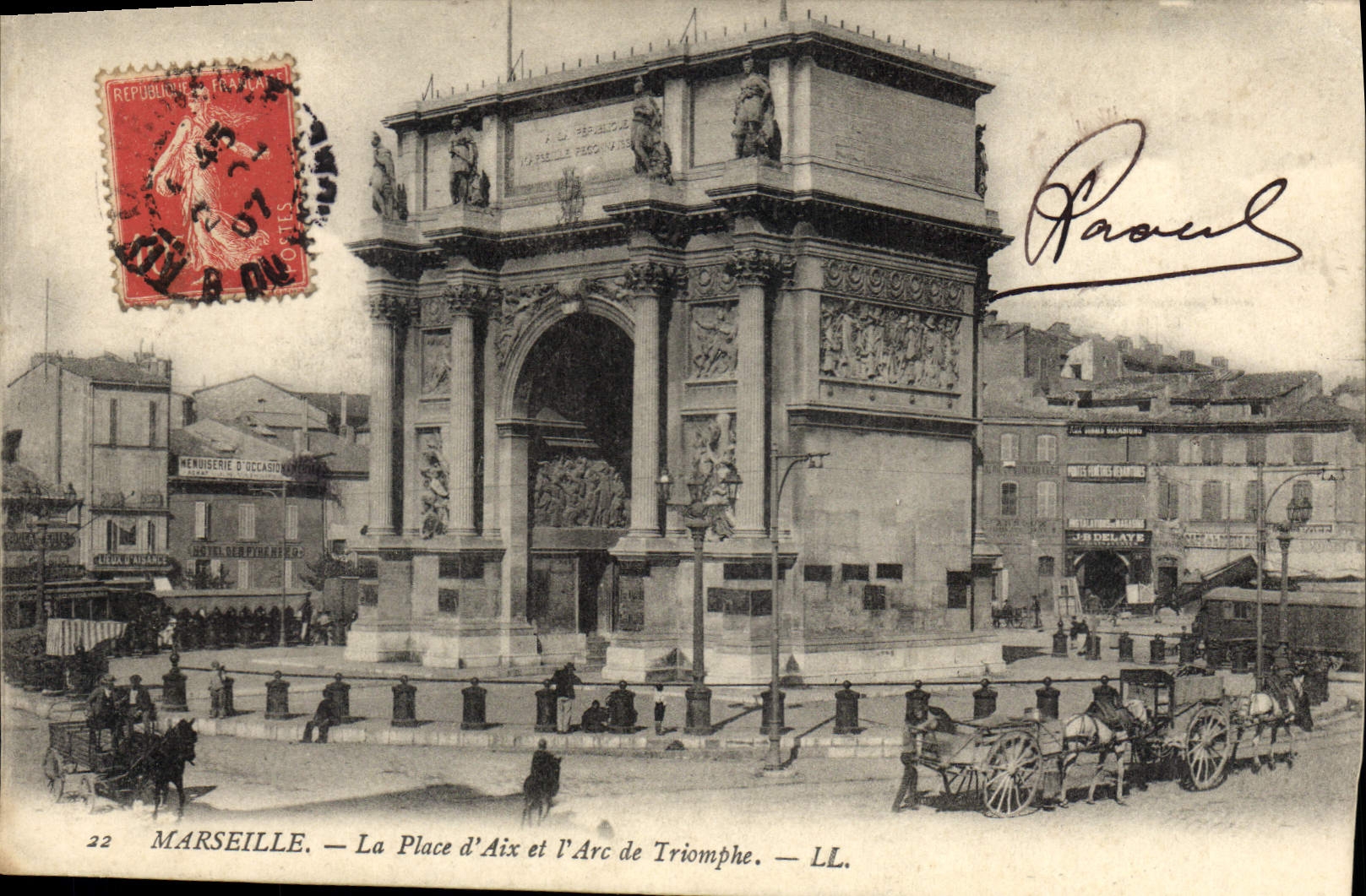 CPA Marseille La Porte d'Aix et l'Arc de Triomphe 