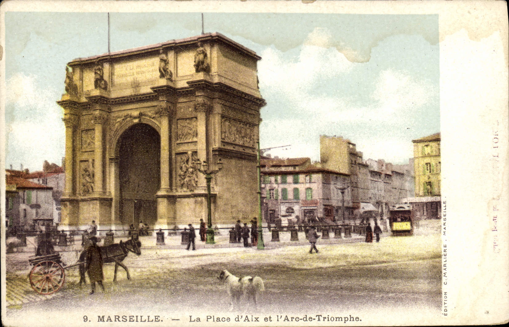 CPA Marseille La Place d'Aix et l'Arc de Triomphe