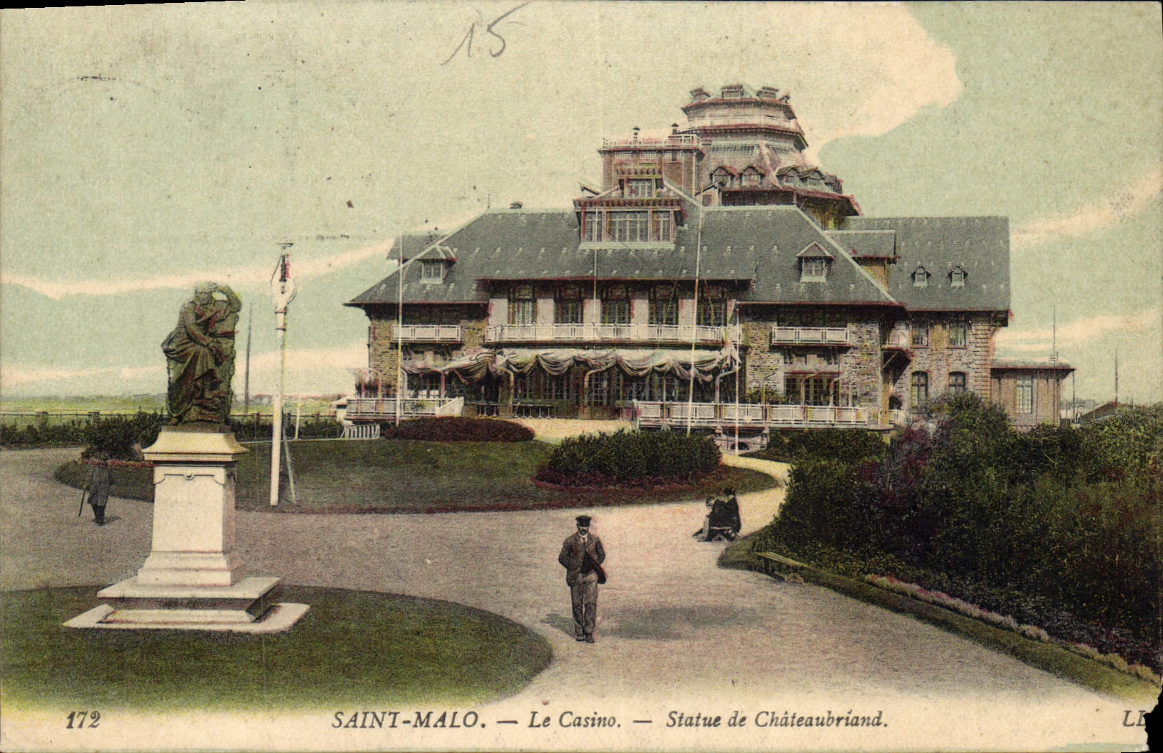 CPA Saint Malo Le Casino Statue de Chateaubriand