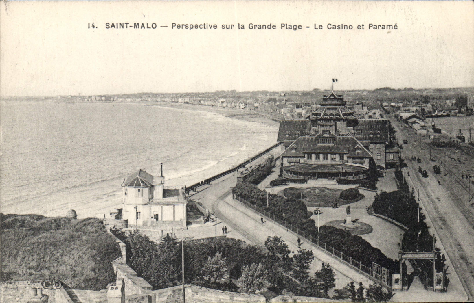 CPA Saint Malo Perspective sur la Grande Plage le Casino et Parame