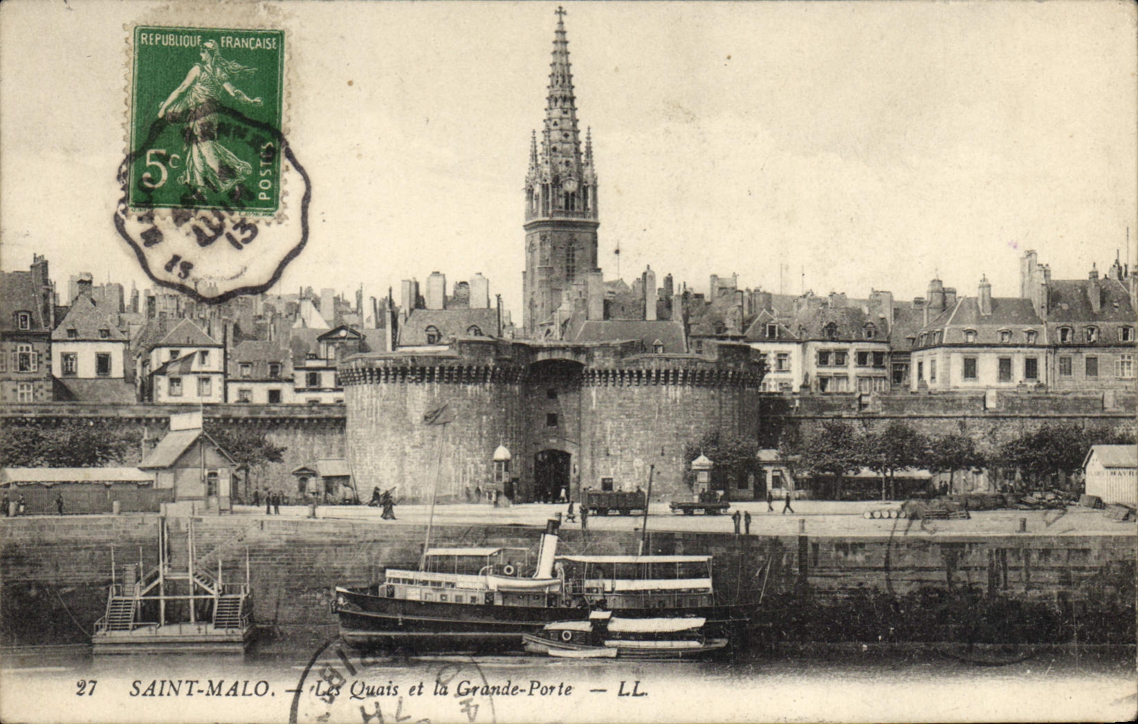 CPA Saint Malo Les Quais et la Grande Porte 