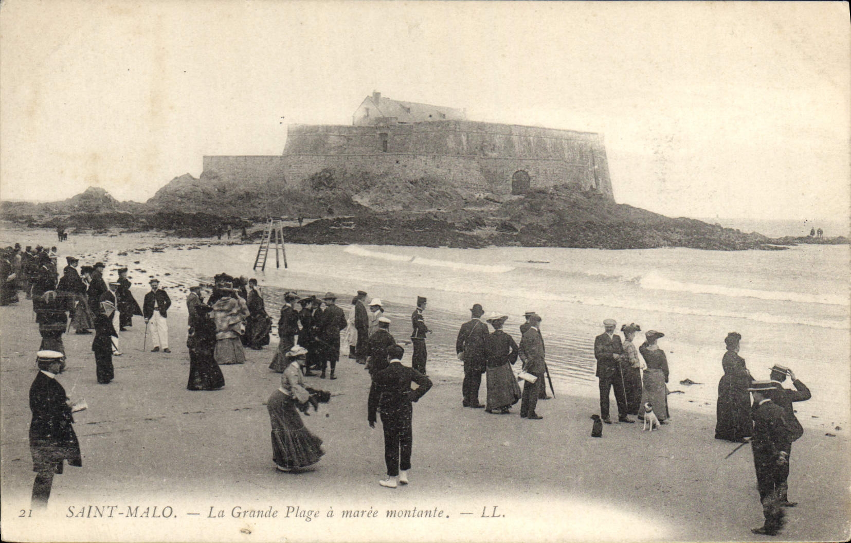 CPA Saint Malo La Grande Plage A Maree Montante 