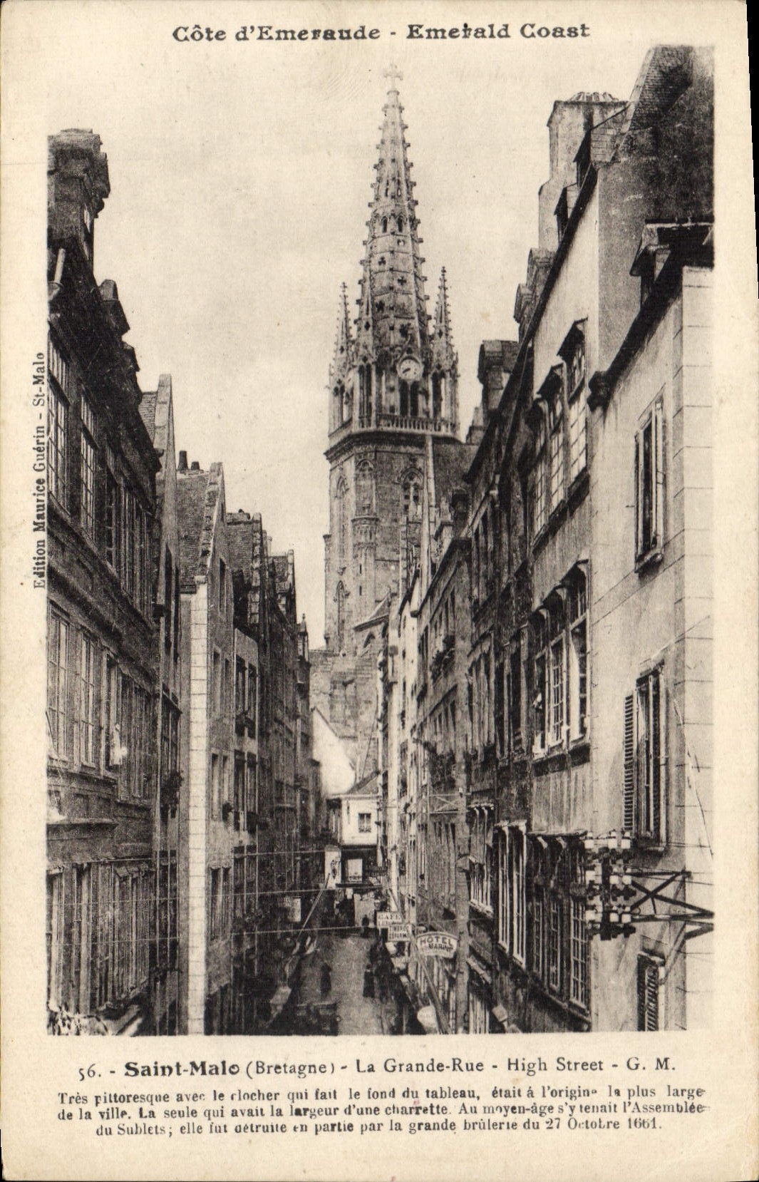 CPA Cote d'Emeraude Emerald Coast Saint Malo Bretagne La Grande Rue 