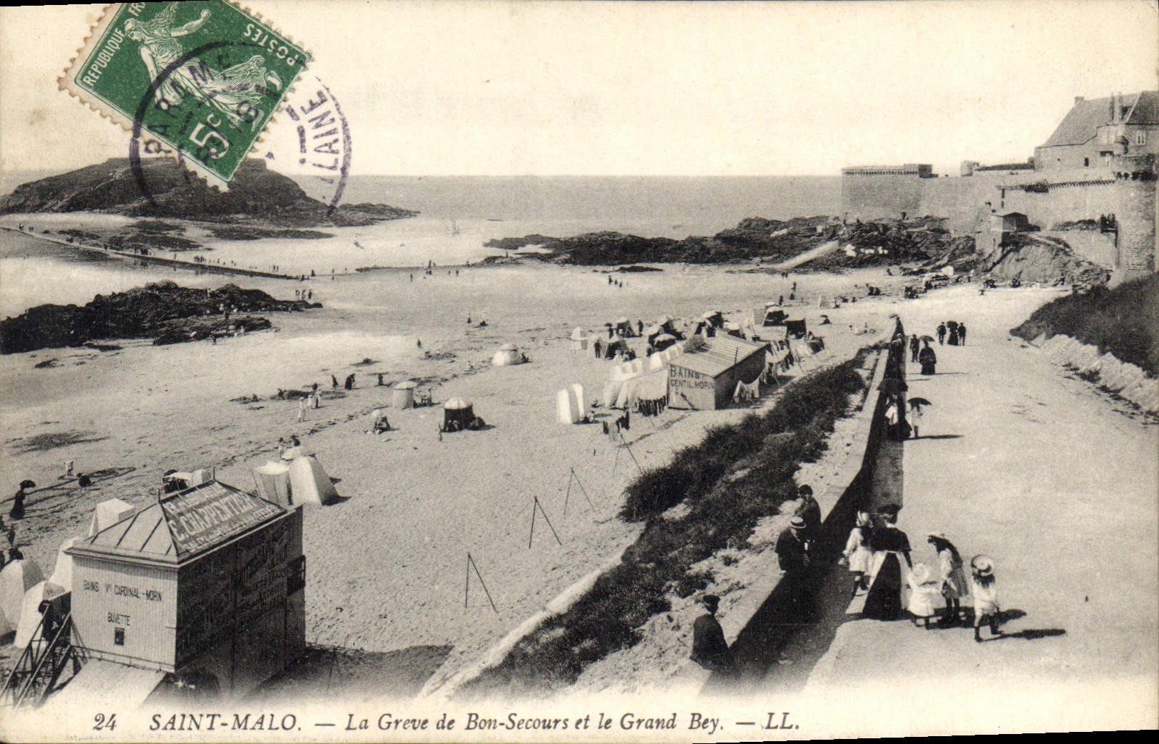 CPA Saint Malo La Greve de Bon Secours et le Grand Bey 