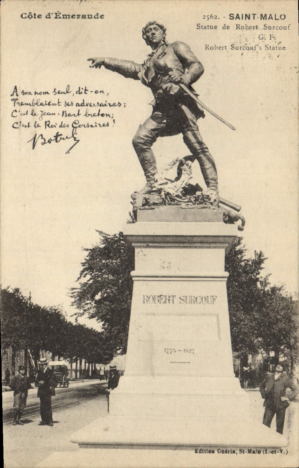 CPA Cote d'Emeraude Saint Malo Statur de Robert Surcouf G F 