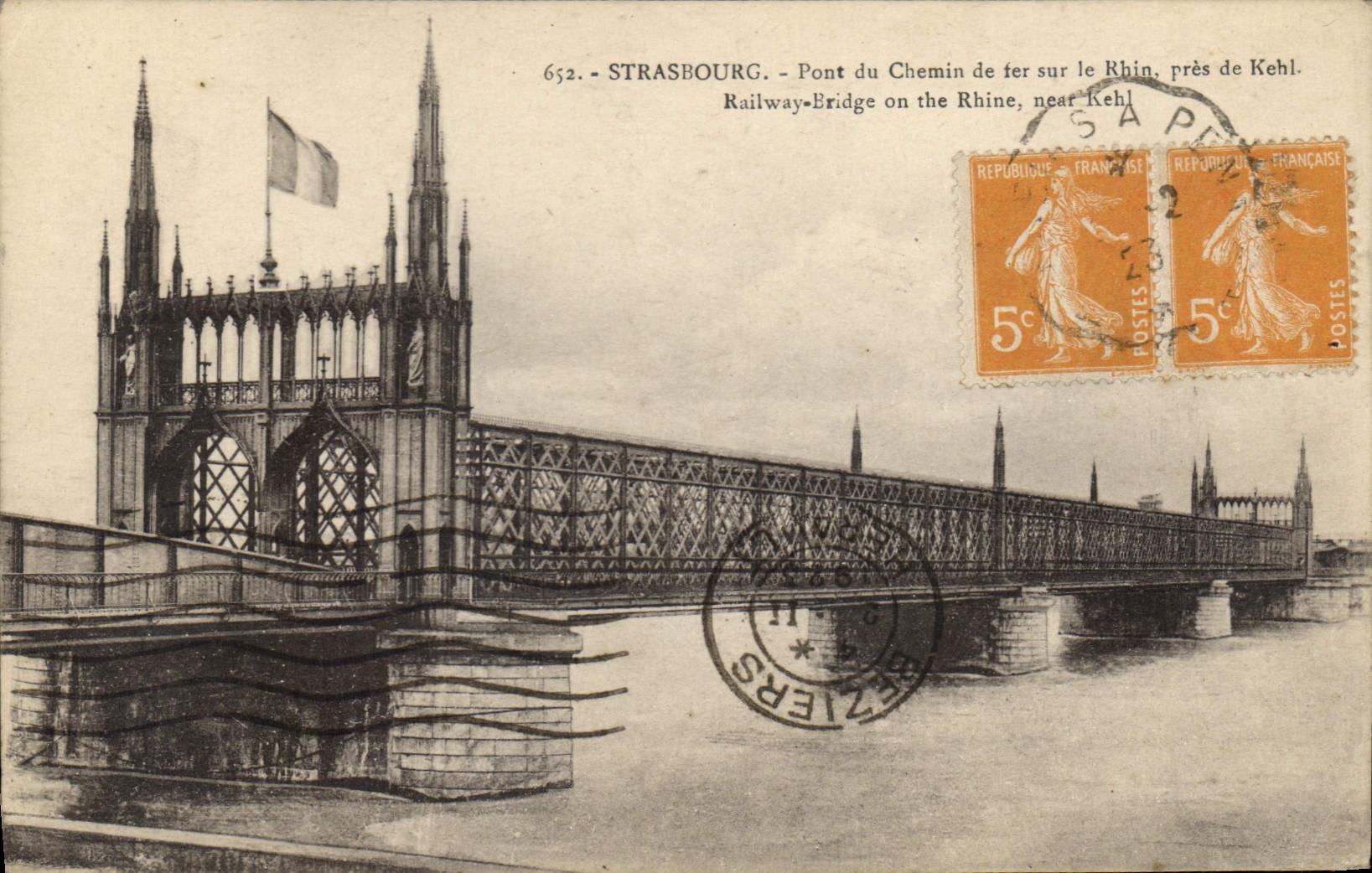 CPA Strasbourg Pont du Chemin de fer sur le Rhin pres de Kehl 