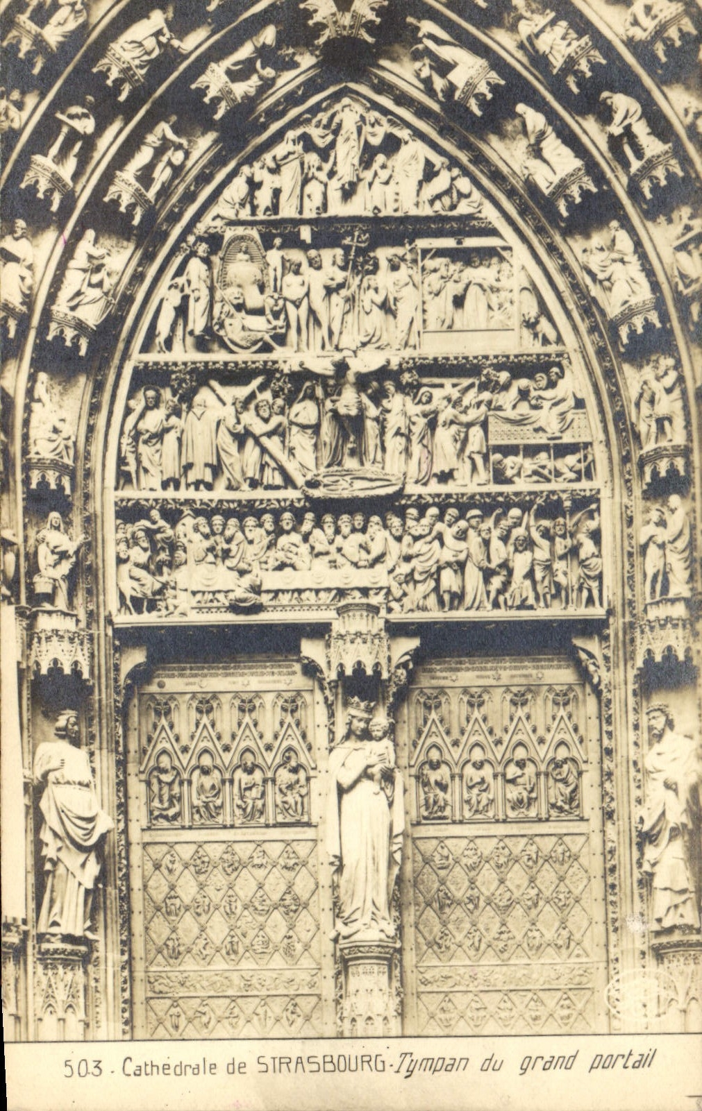 CPA Cathedrale Strasbourg Tympan du grand portail 