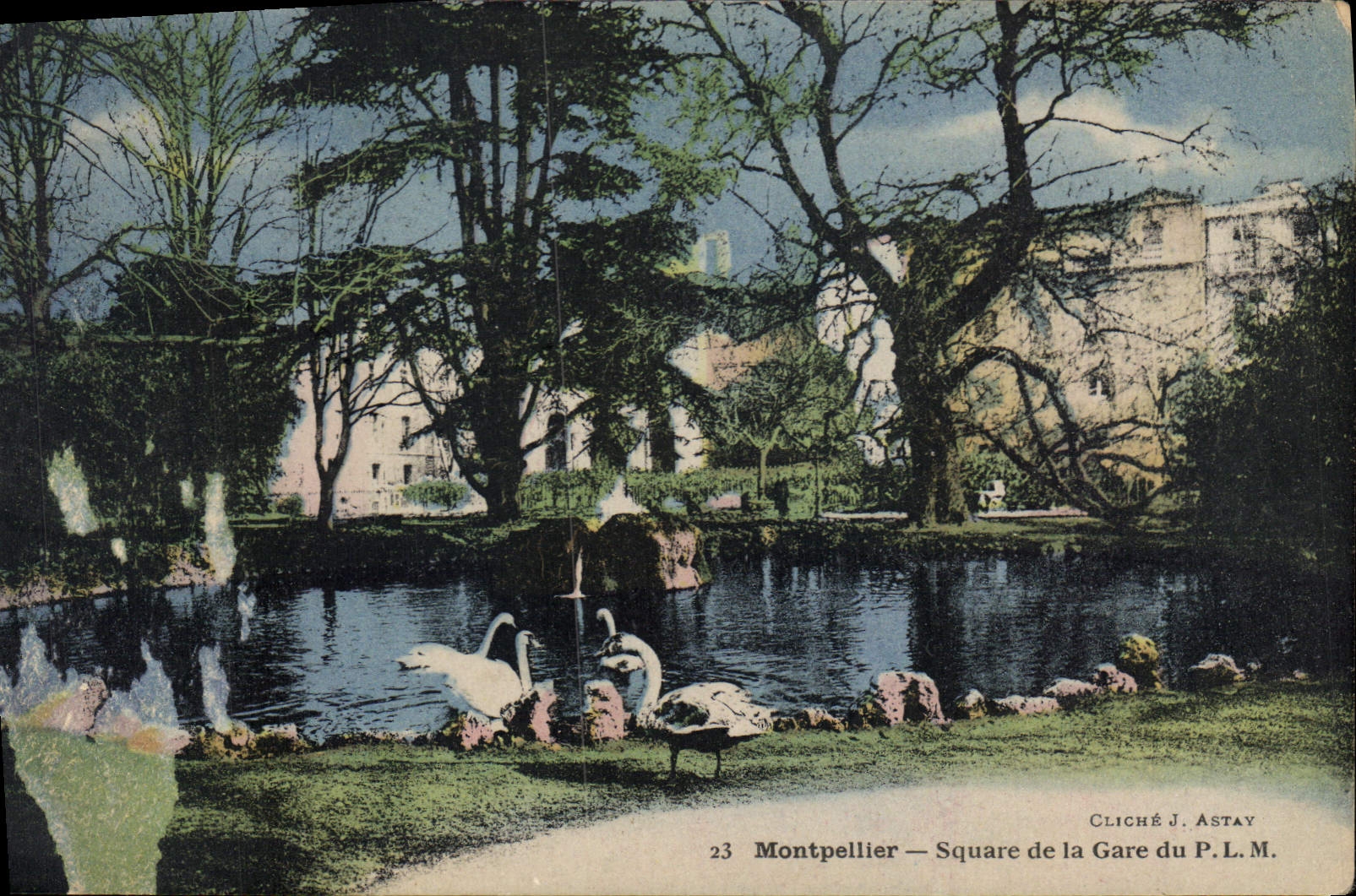 CPA Montpellier Square ed la Gare du PLM