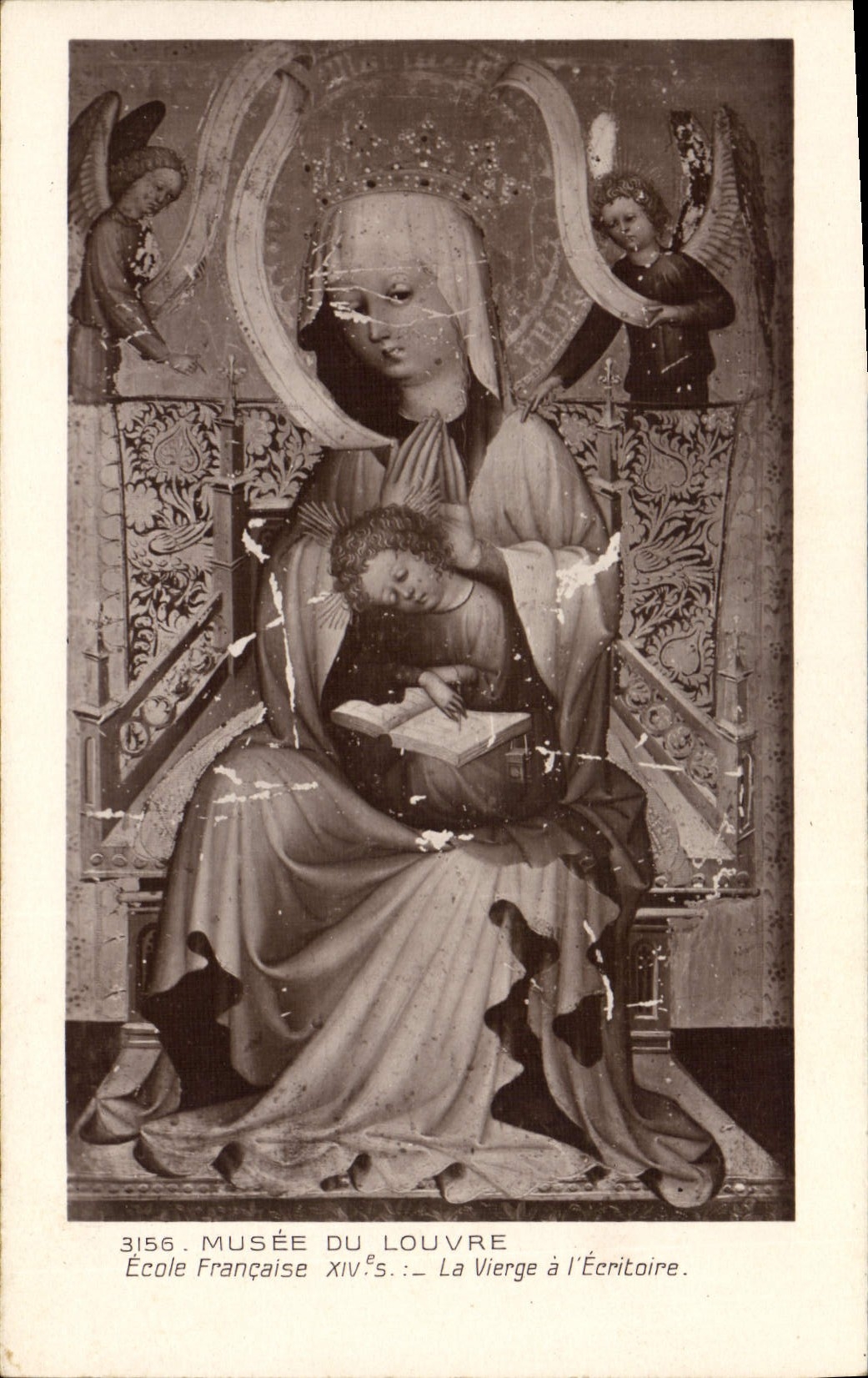 CPA Musee du Louvre Ecole Francaise XIV La Vierge a l Ecritoire