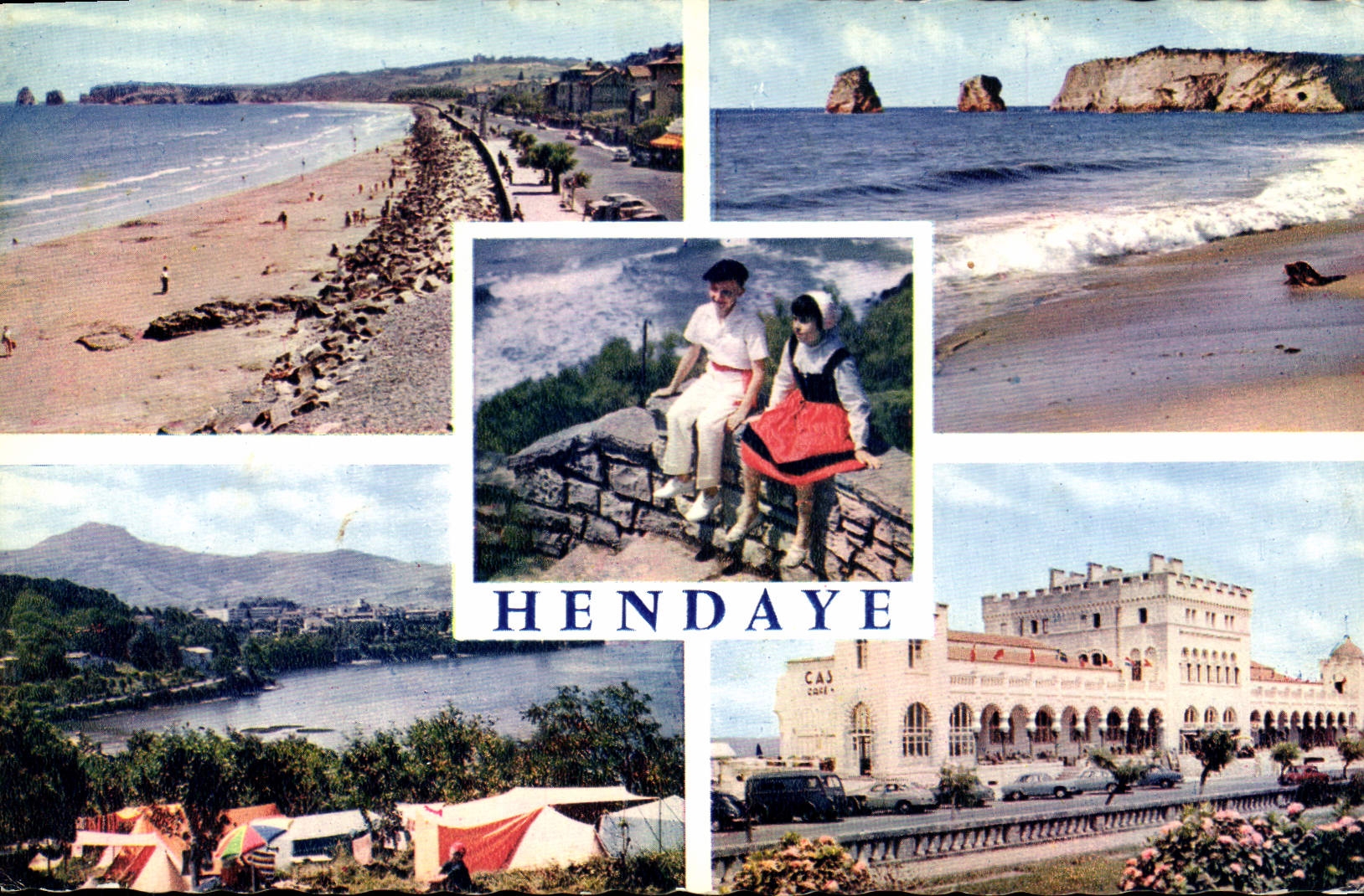 CPA Hendaye (Frontiere Franco Espagnole) La Plage Les 2 Jumeaux Aux Basque La Baie et les 3 couronne