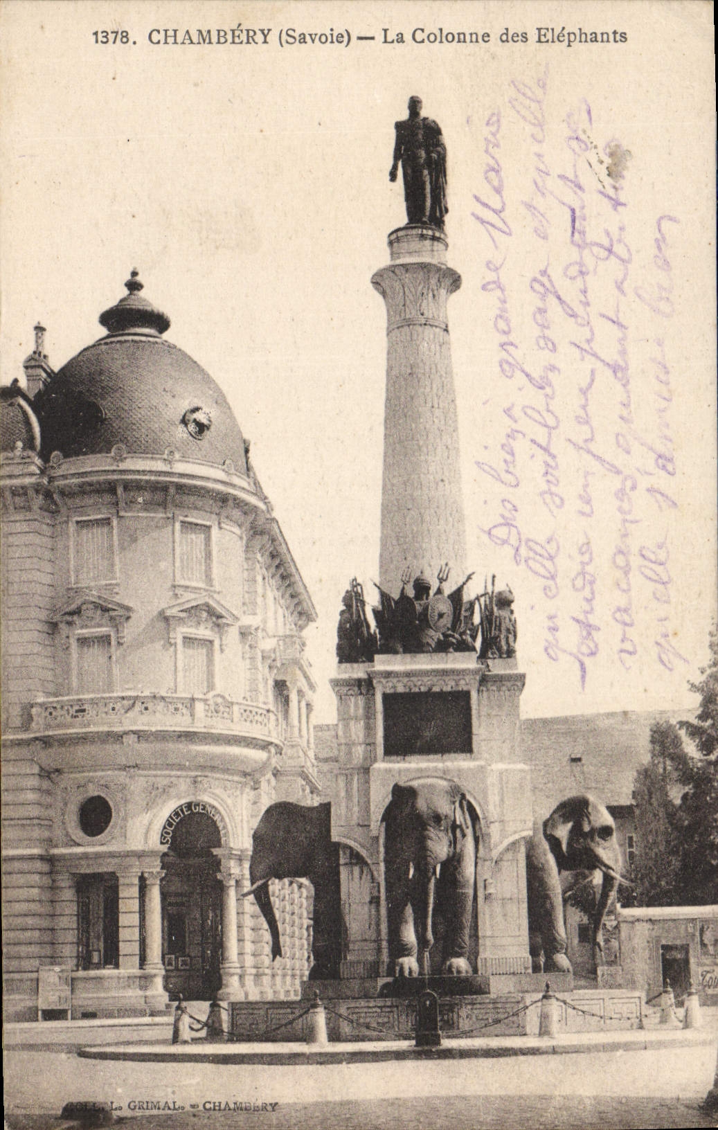 CPA Chambery (Savoie) La Colonne des Elephants