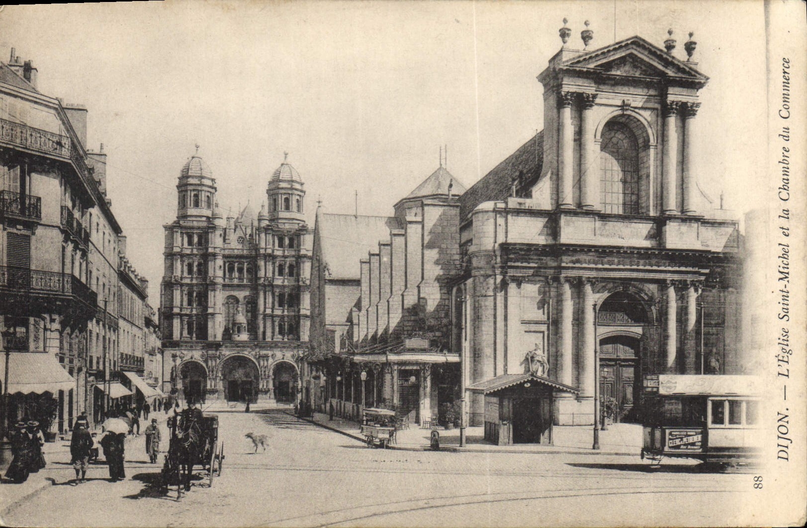CPA Dijon L'Eglise Saint Michel et la Chambre du Commerce