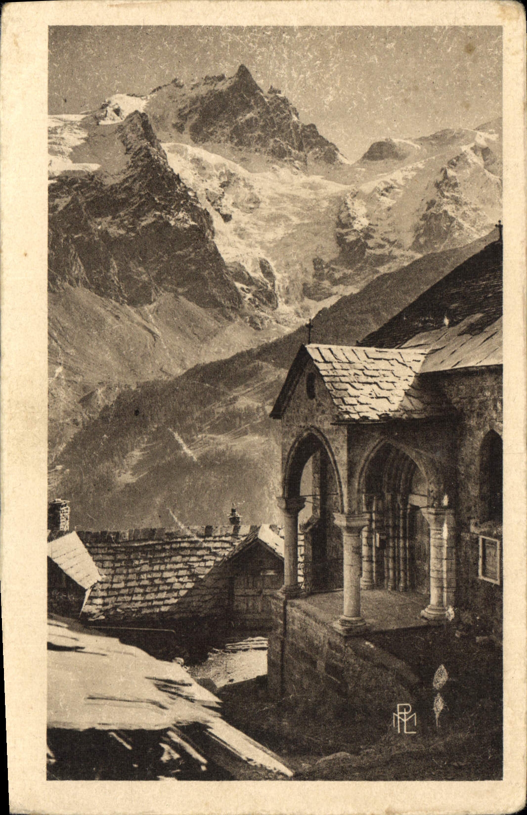 CPA Route des Alpes La Meije (3987 m) Vue de la Chapelle des Terrasses