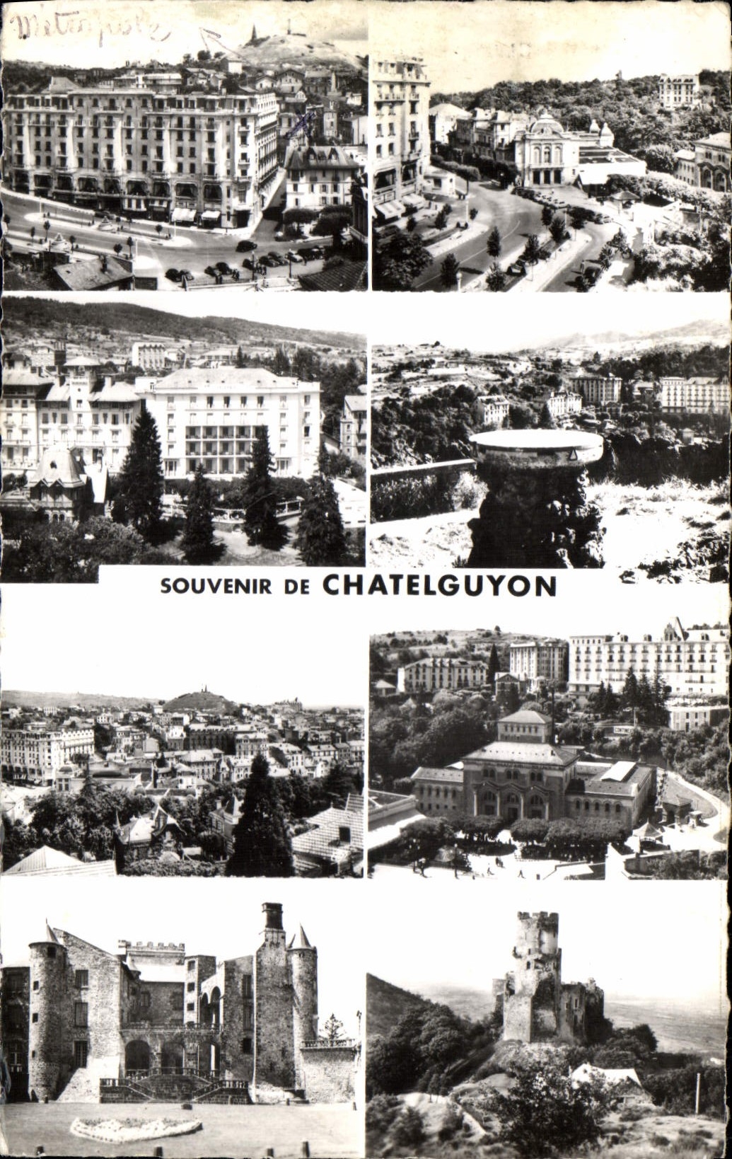CPA Chatelguyon Vue generale Place Brosson Les Hotel Vue ves le Puy de Dome