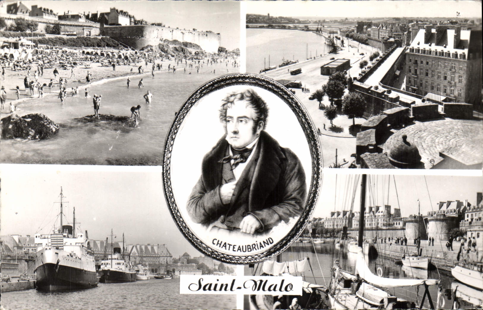 CPA Saint Malo Cite Corsaire Plage de Bonsecours les Remparts Le Fataise et le Brittany Le Bassin