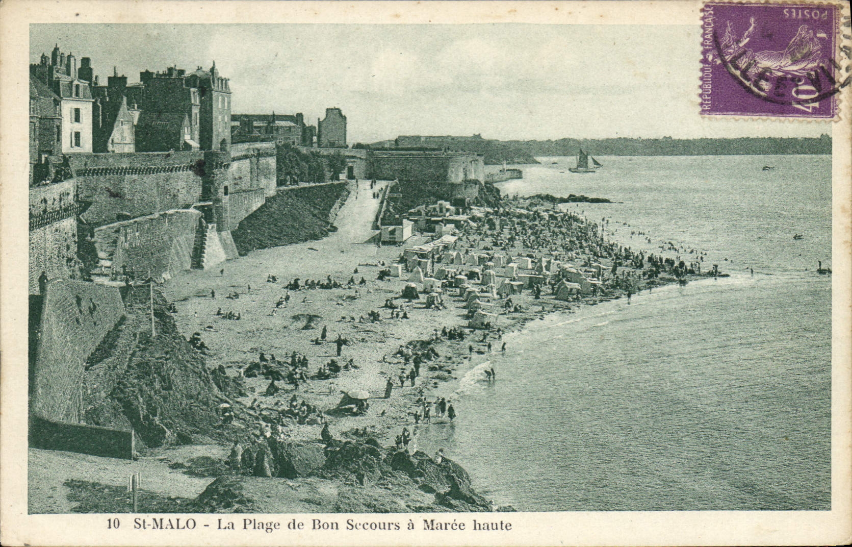 CPA Saint Malo La Plage de Bon Secours a Maree haute