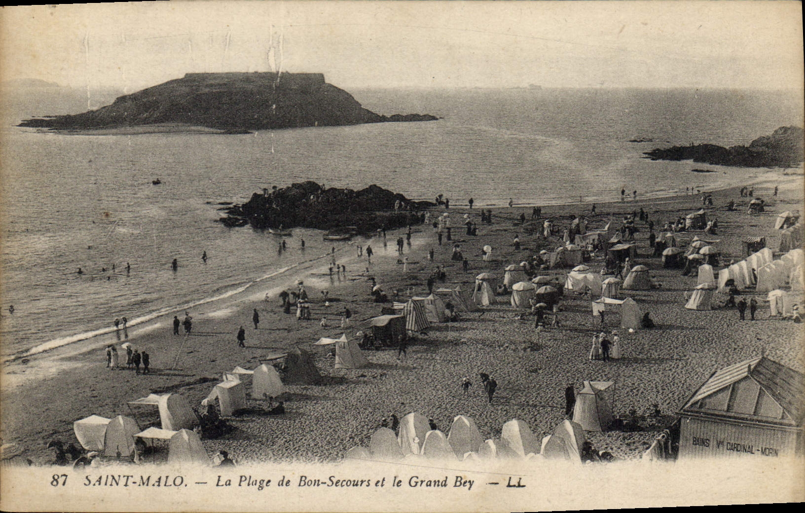CPA St Malo La Plage de Bon Secours et le Grand Bey
