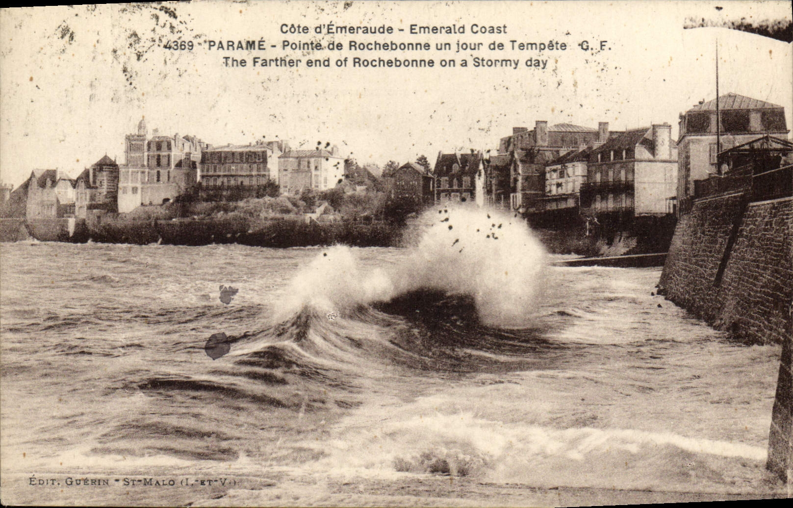 CPA St Malo Cote d'Emeraude Pointe de Rochebonne un jour de Tempete