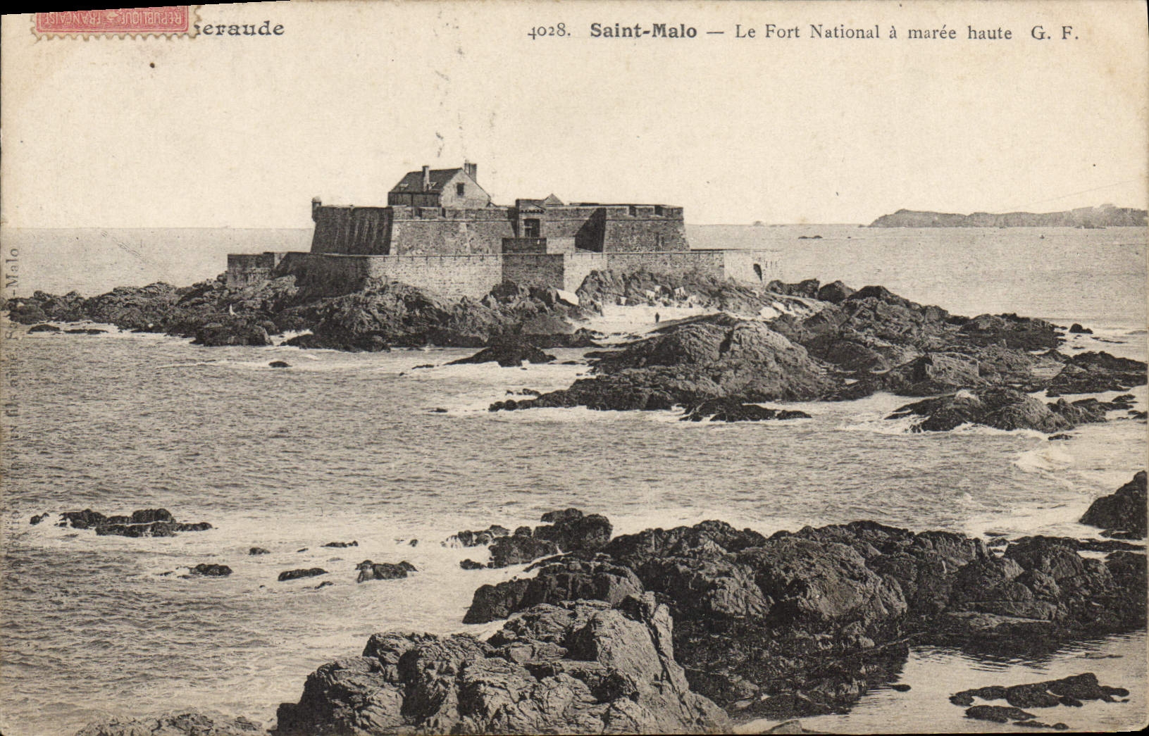 CPA St Malo Cote d'Emeraude Le Fort National a maree haute