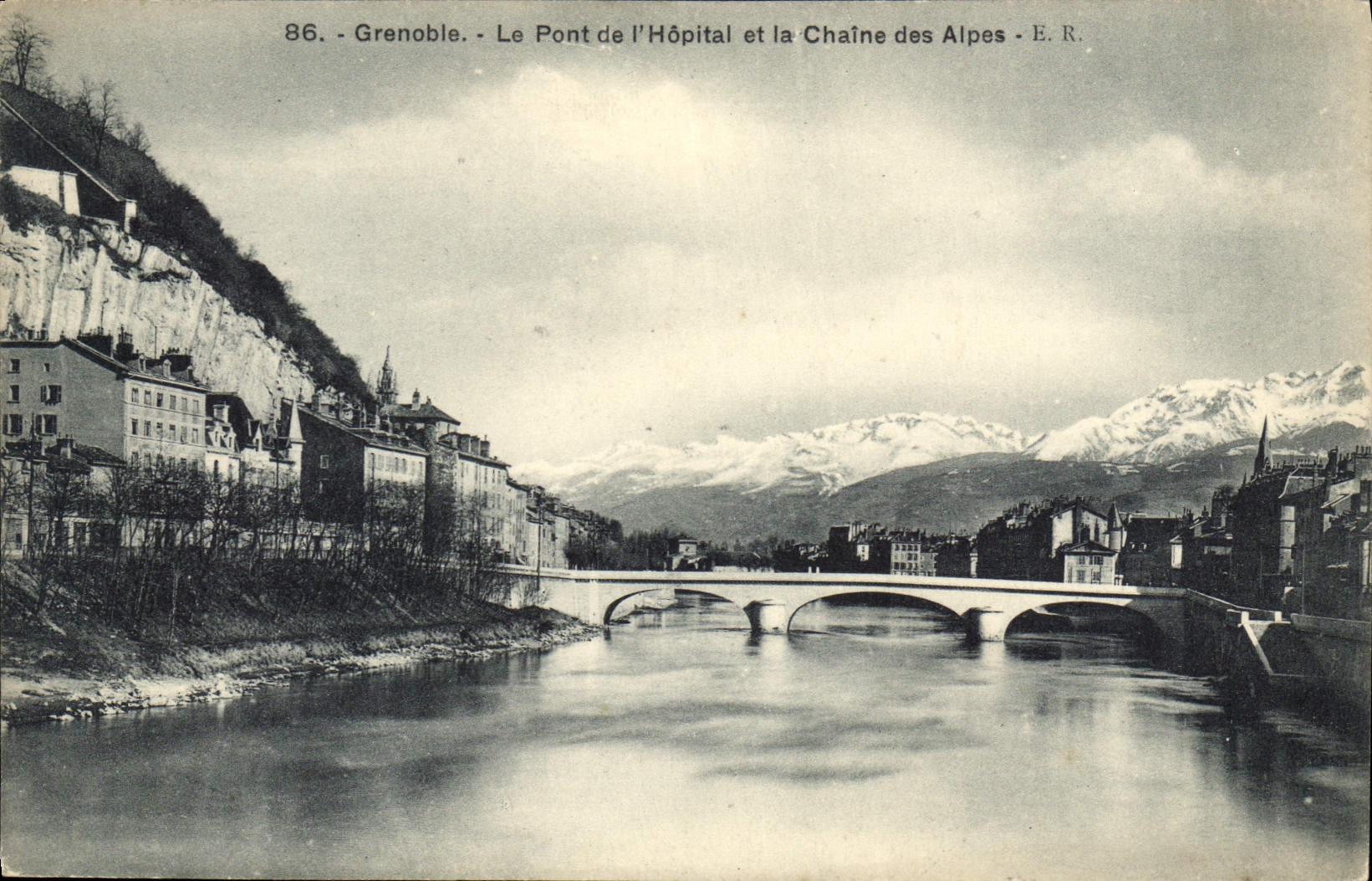 CPA Grenoble Le Pont de l'Hopital et la Chaine des Alpes